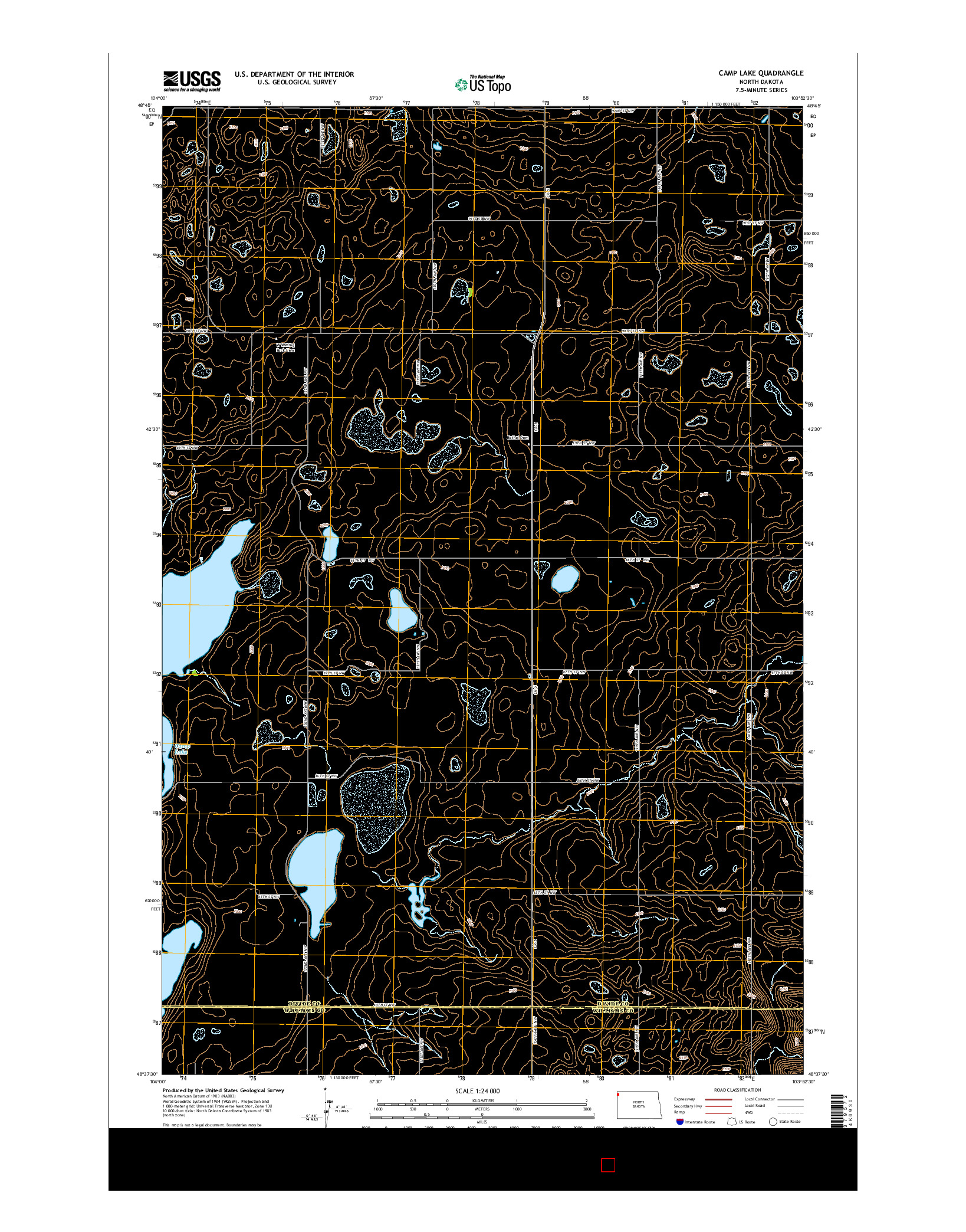 USGS US TOPO 7.5-MINUTE MAP FOR CAMP LAKE, ND 2014