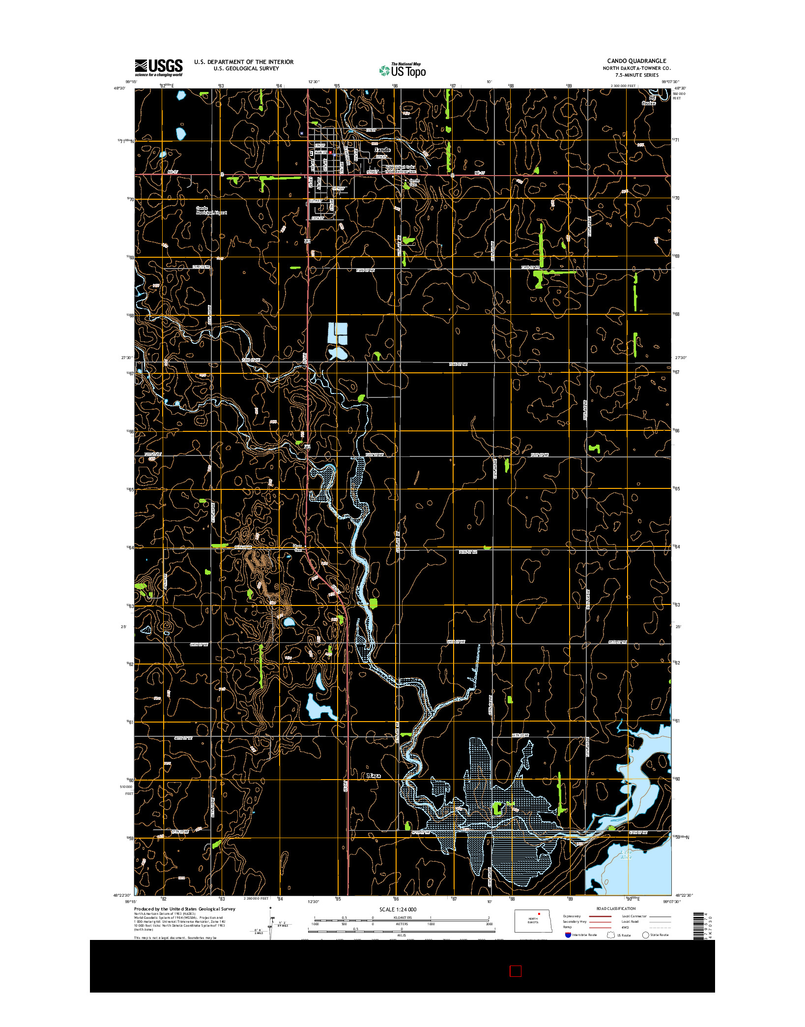 USGS US TOPO 7.5-MINUTE MAP FOR CANDO, ND 2014