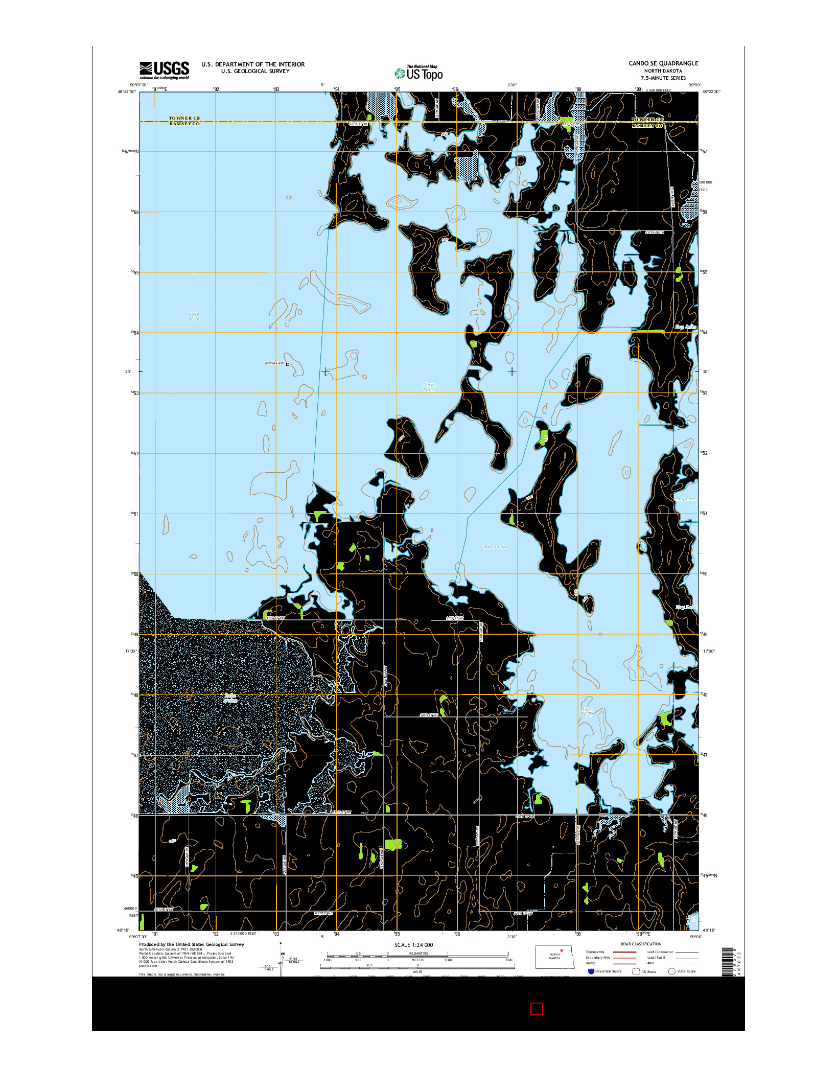 USGS US TOPO 7.5-MINUTE MAP FOR CANDO SE, ND 2014