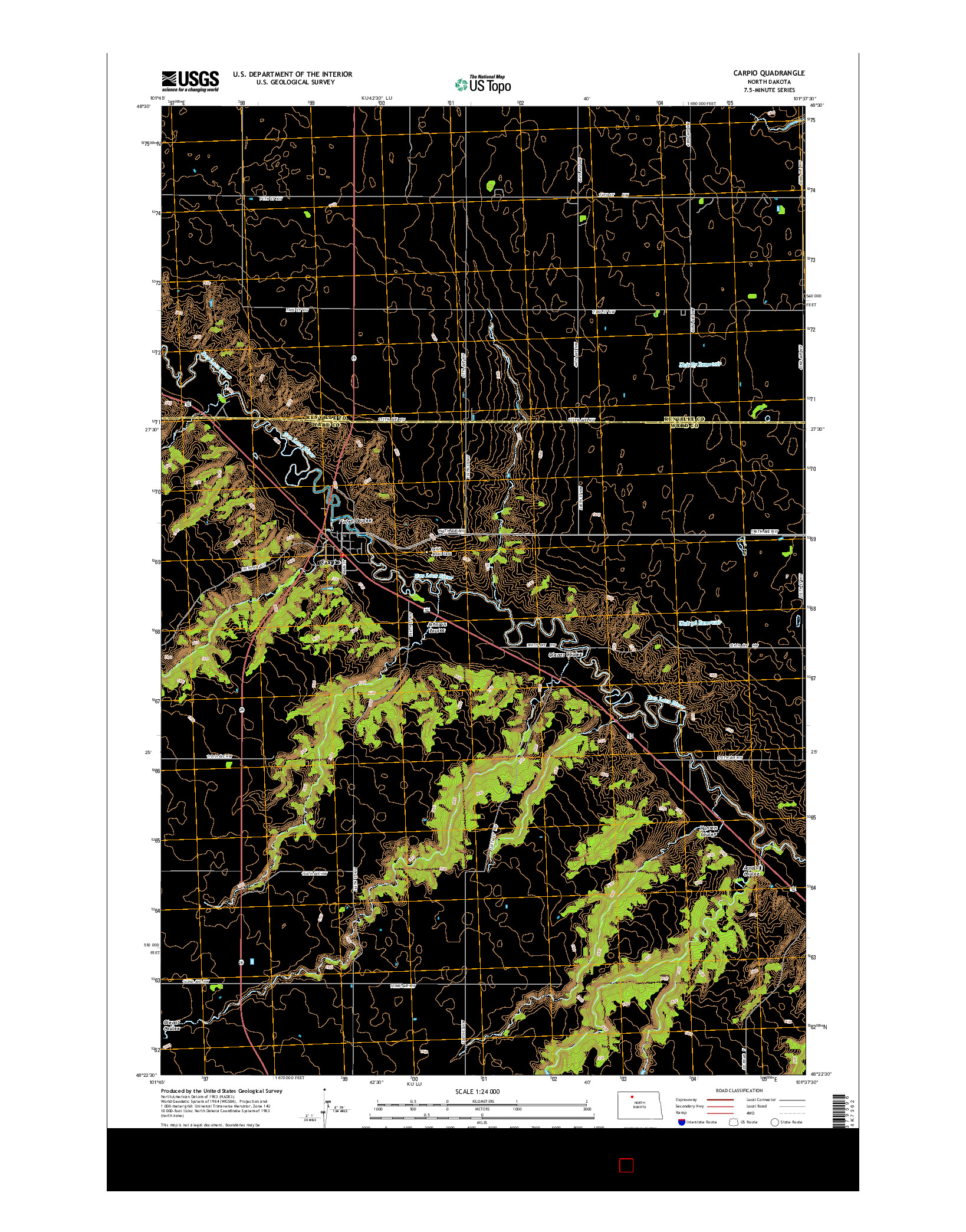 USGS US TOPO 7.5-MINUTE MAP FOR CARPIO, ND 2014