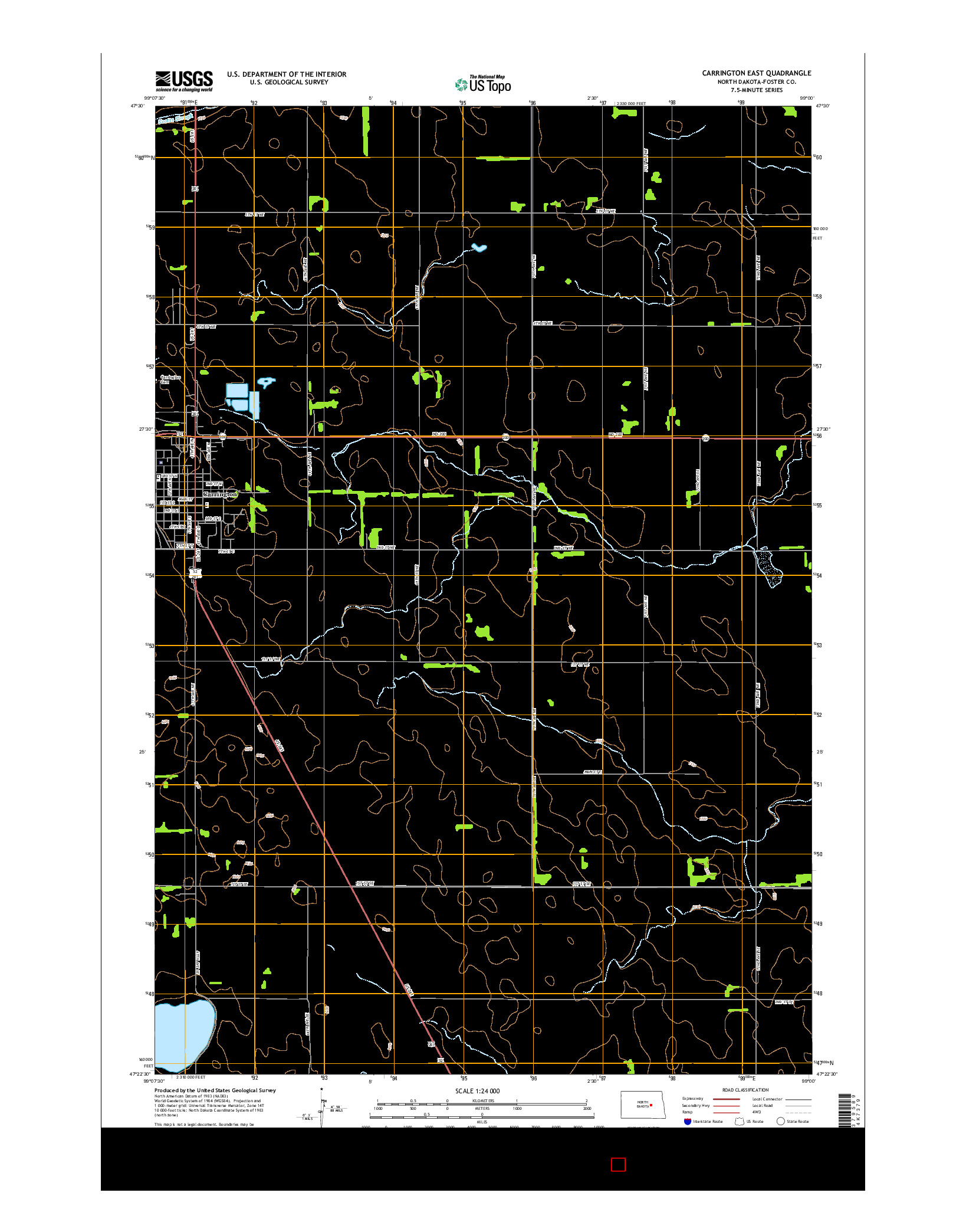 USGS US TOPO 7.5-MINUTE MAP FOR CARRINGTON EAST, ND 2014