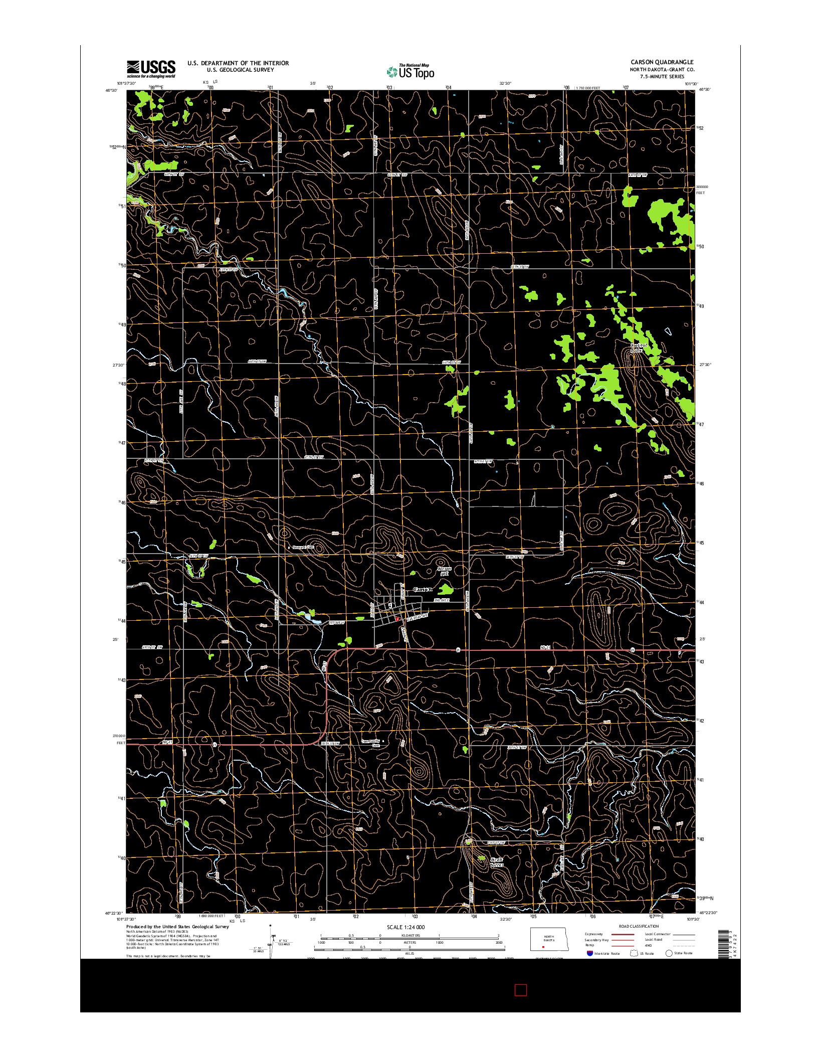 USGS US TOPO 7.5-MINUTE MAP FOR CARSON, ND 2014