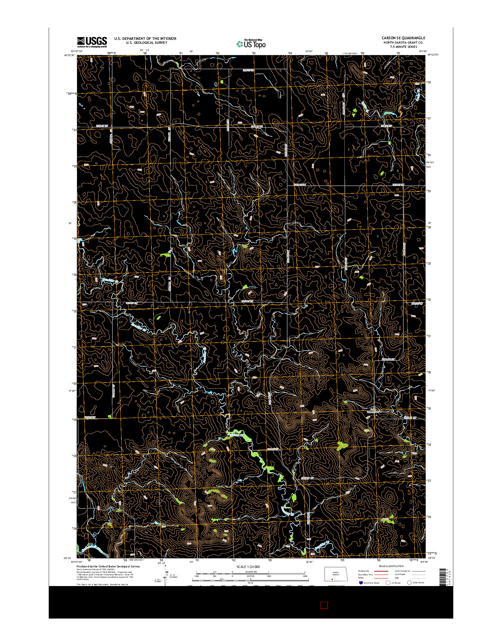 USGS US TOPO 7.5-MINUTE MAP FOR CARSON SE, ND 2014