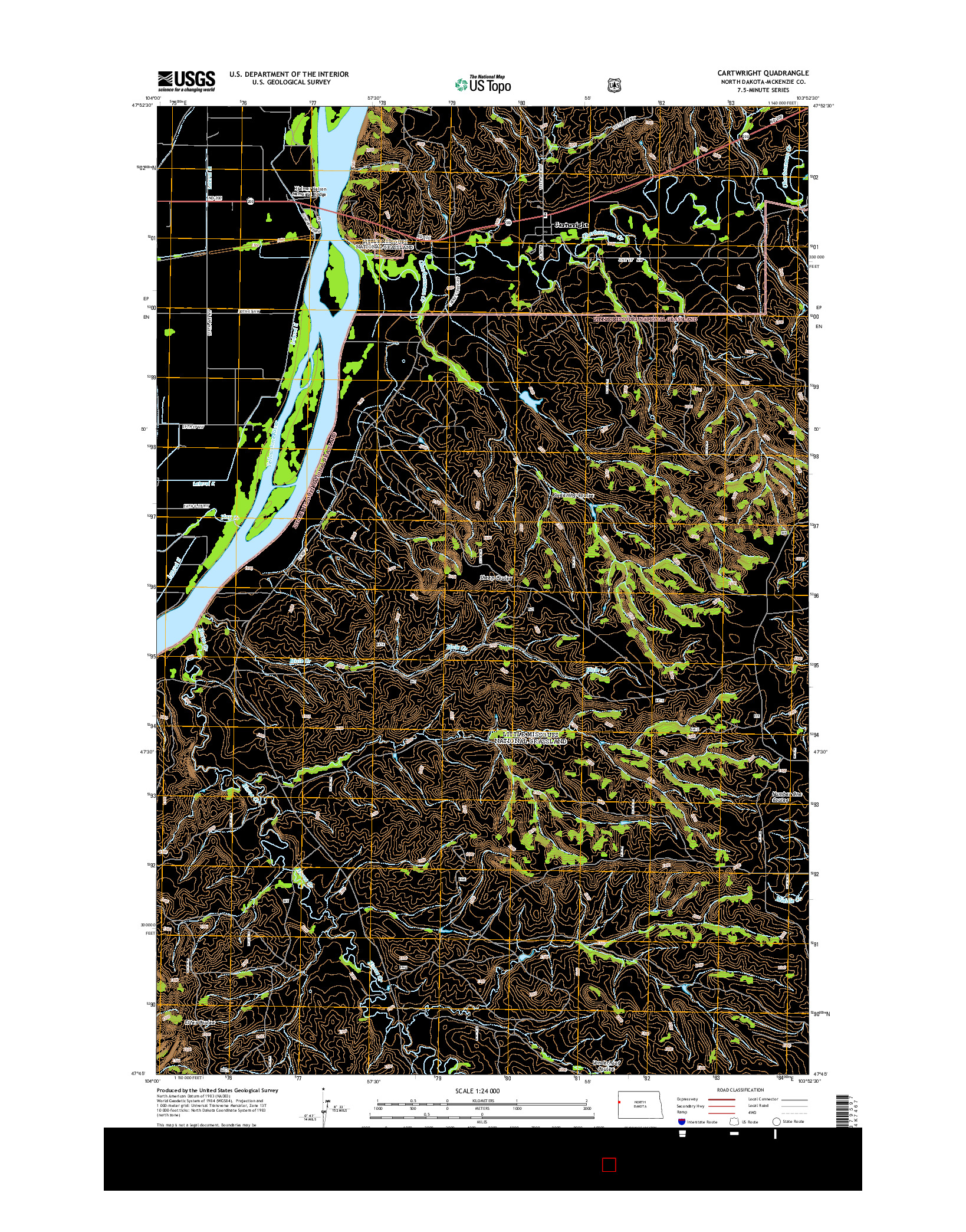 USGS US TOPO 7.5-MINUTE MAP FOR CARTWRIGHT, ND 2014