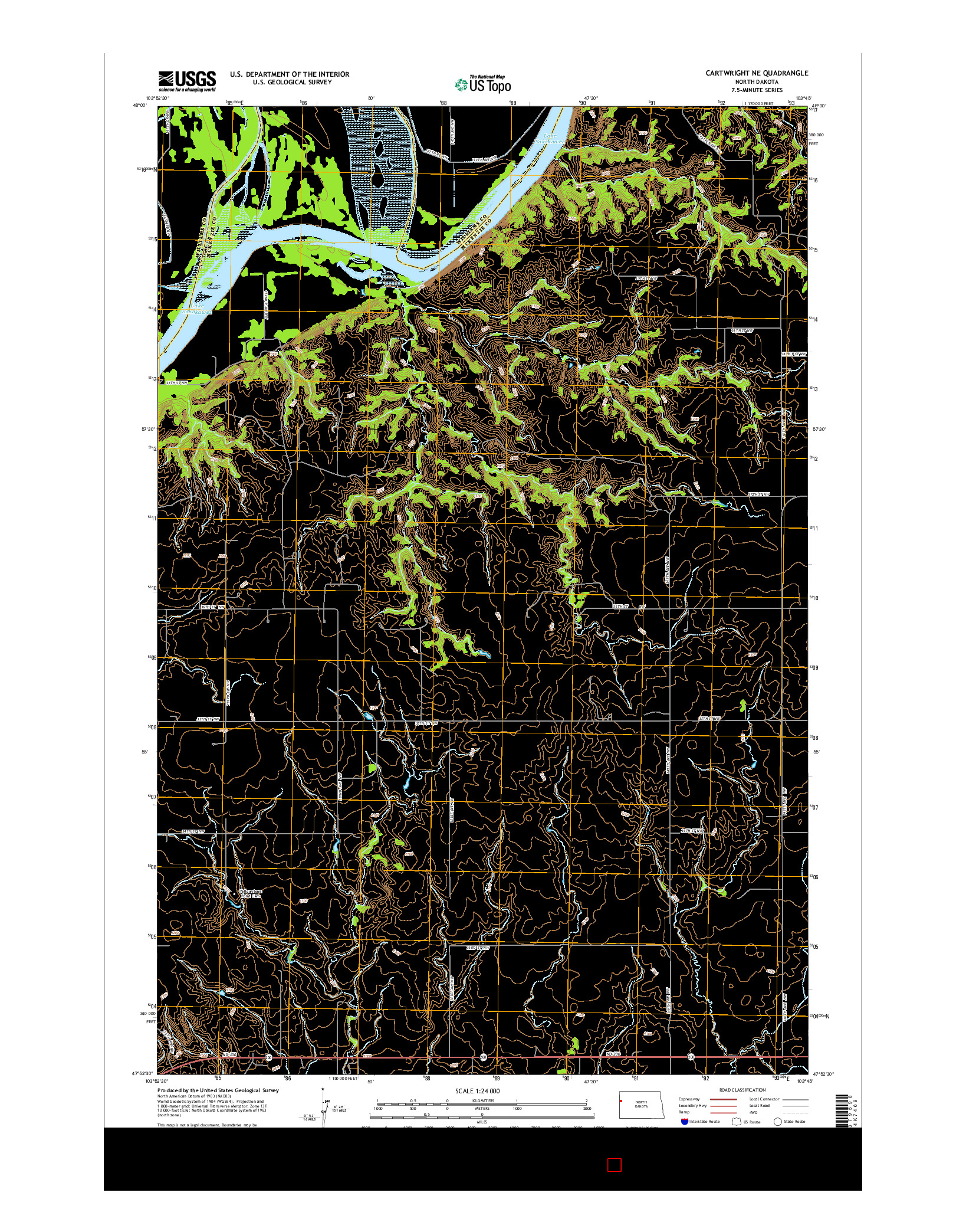 USGS US TOPO 7.5-MINUTE MAP FOR CARTWRIGHT NE, ND 2014