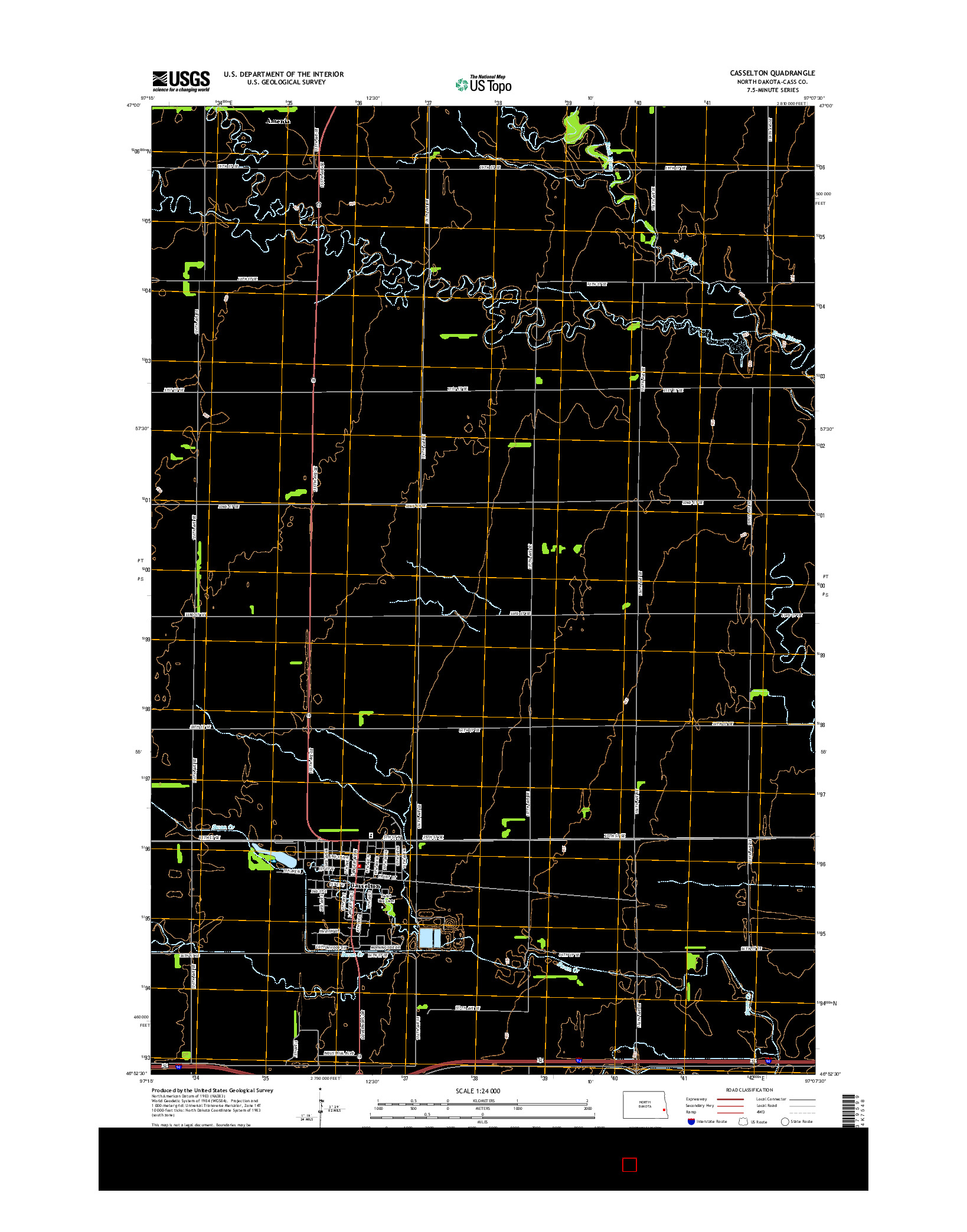 USGS US TOPO 7.5-MINUTE MAP FOR CASSELTON, ND 2014