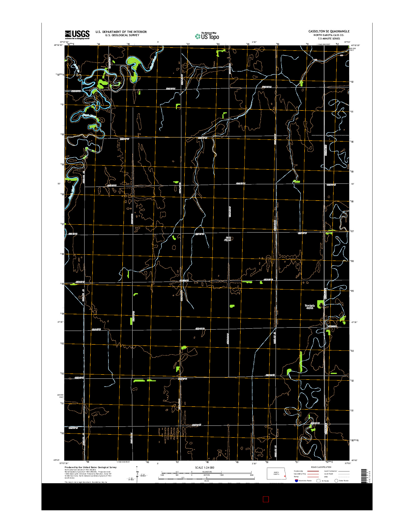 USGS US TOPO 7.5-MINUTE MAP FOR CASSELTON SE, ND 2014