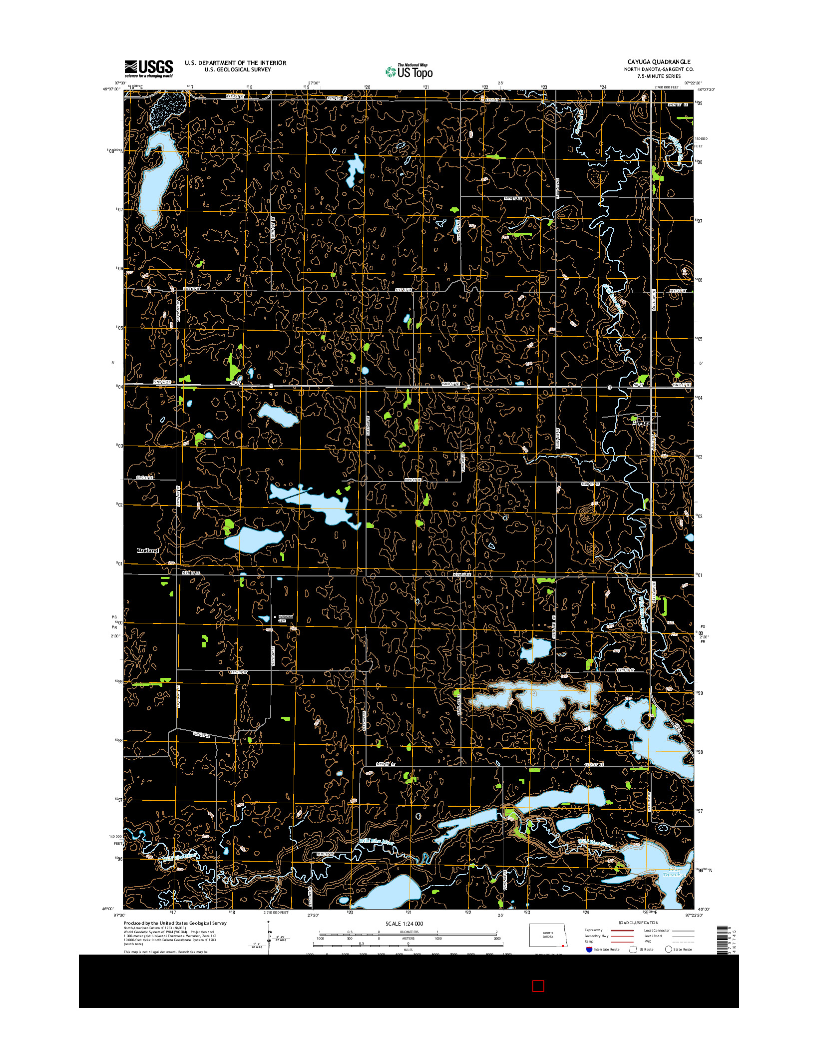 USGS US TOPO 7.5-MINUTE MAP FOR CAYUGA, ND 2014