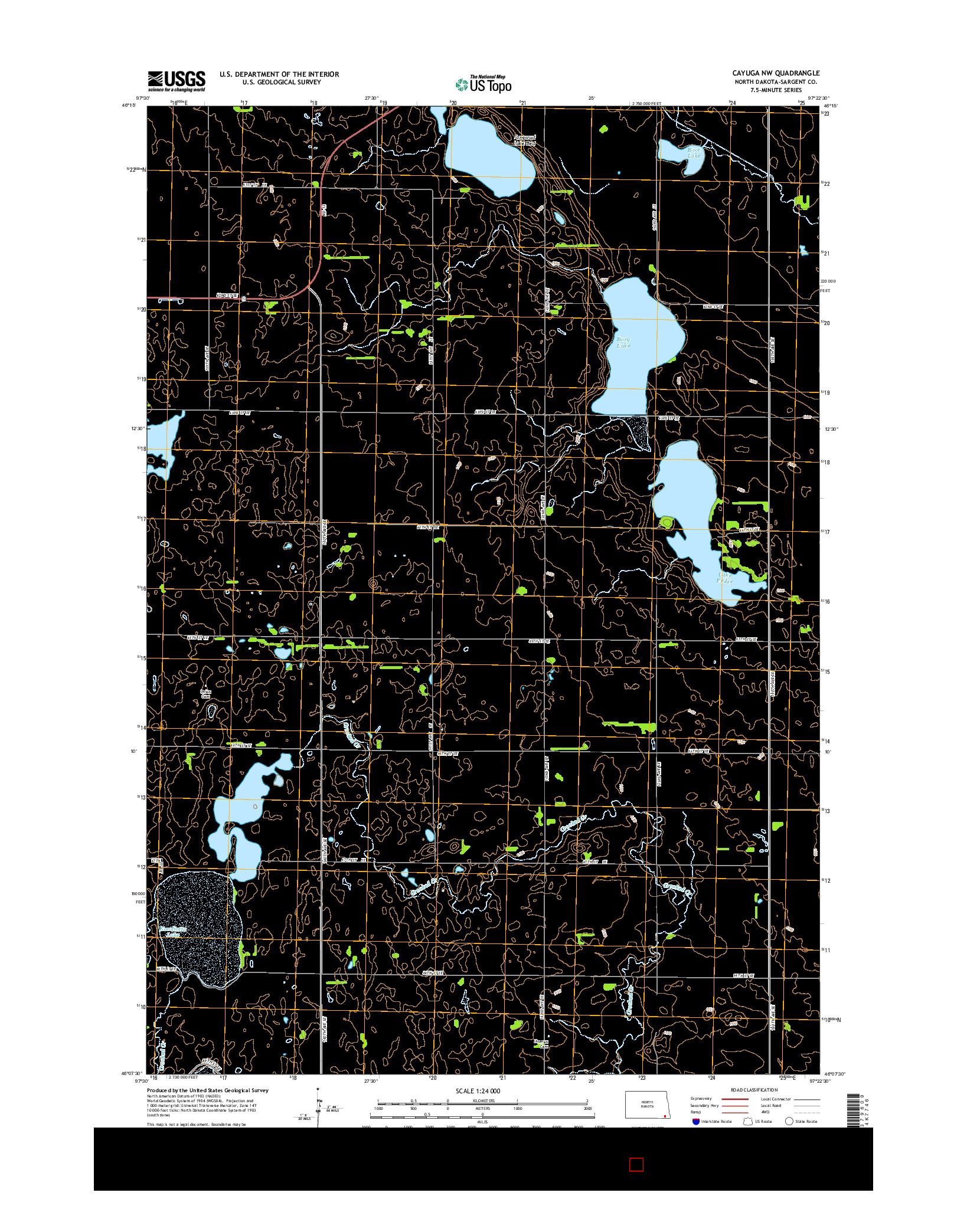 USGS US TOPO 7.5-MINUTE MAP FOR CAYUGA NW, ND 2014