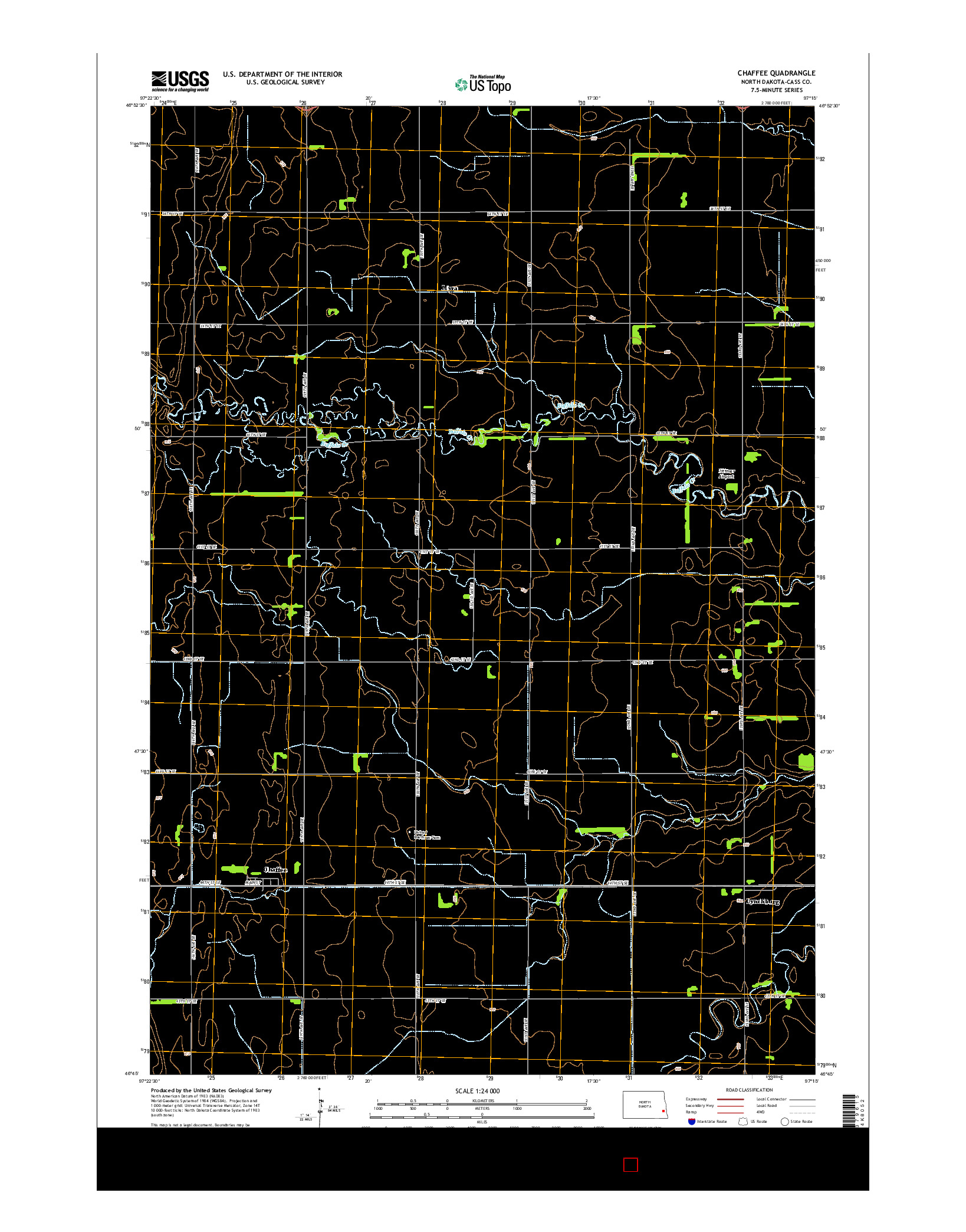 USGS US TOPO 7.5-MINUTE MAP FOR CHAFFEE, ND 2014