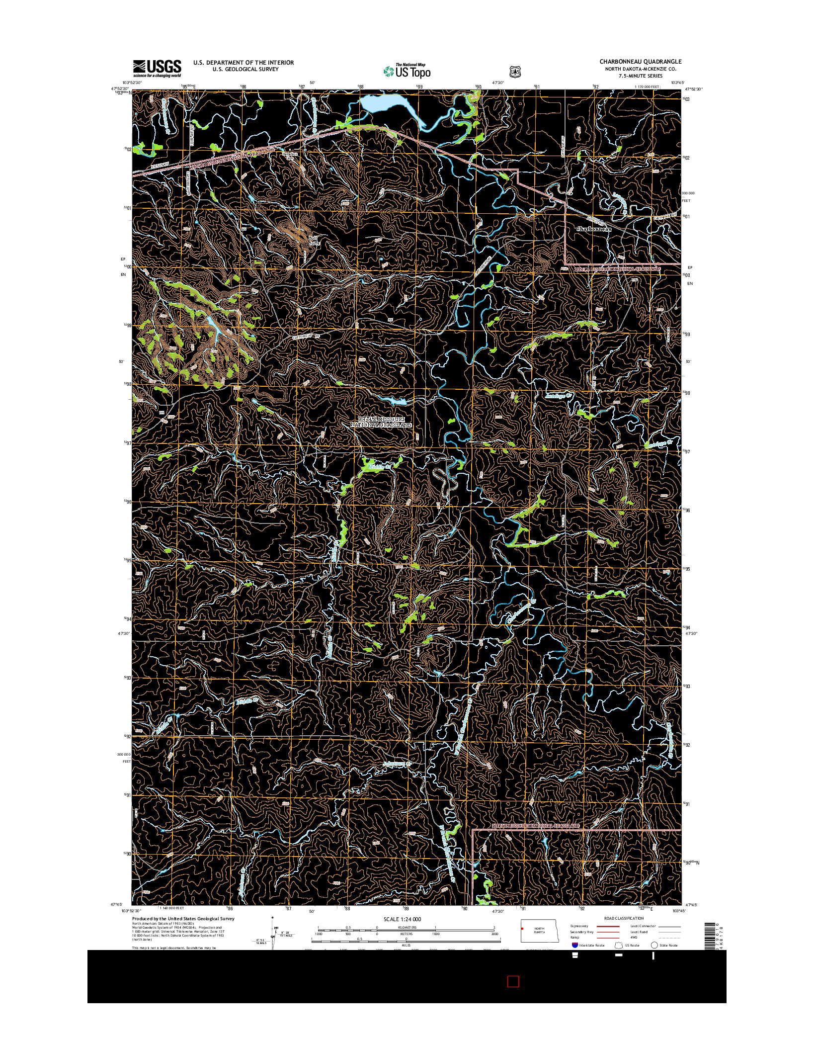 USGS US TOPO 7.5-MINUTE MAP FOR CHARBONNEAU, ND 2014