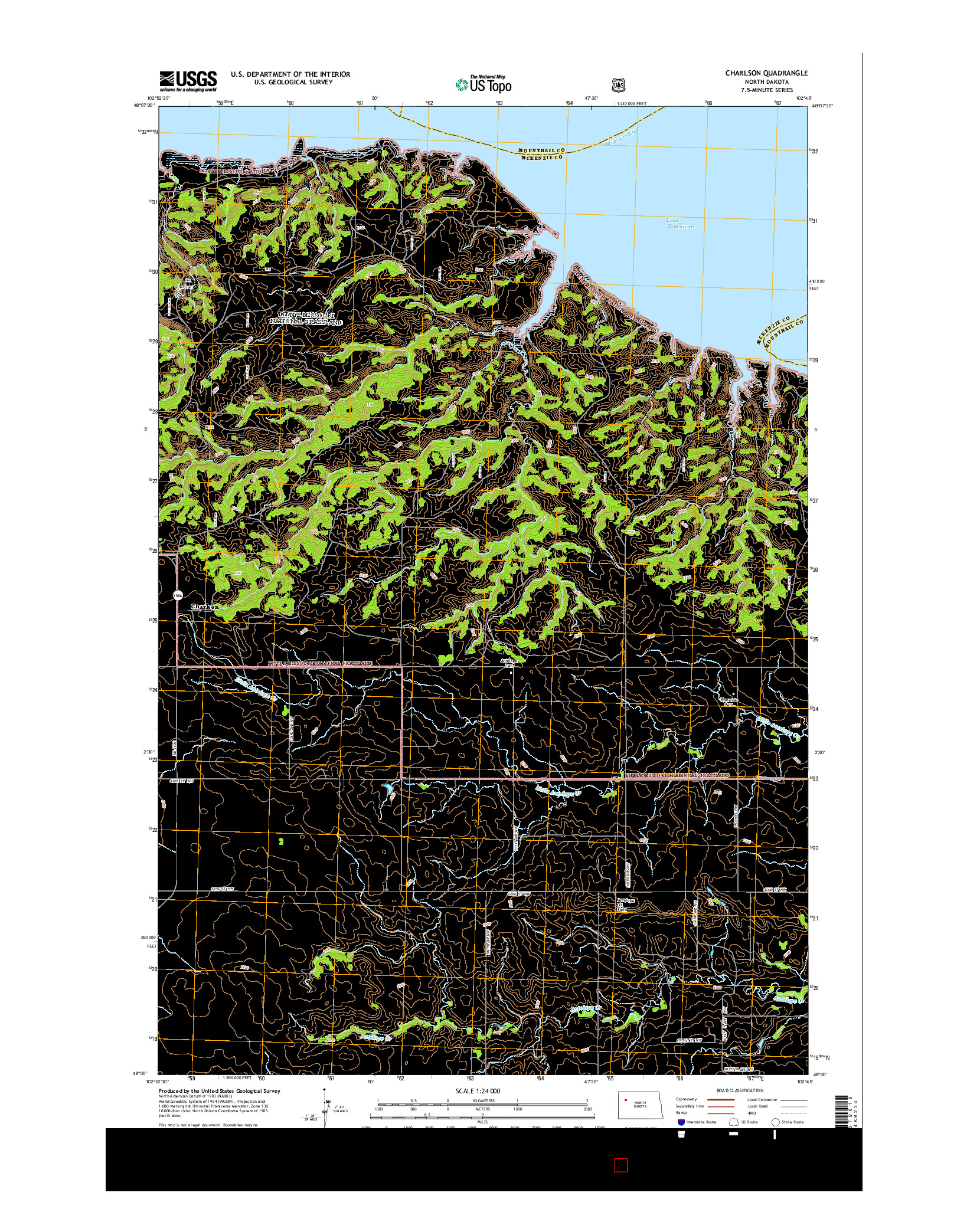 USGS US TOPO 7.5-MINUTE MAP FOR CHARLSON, ND 2014