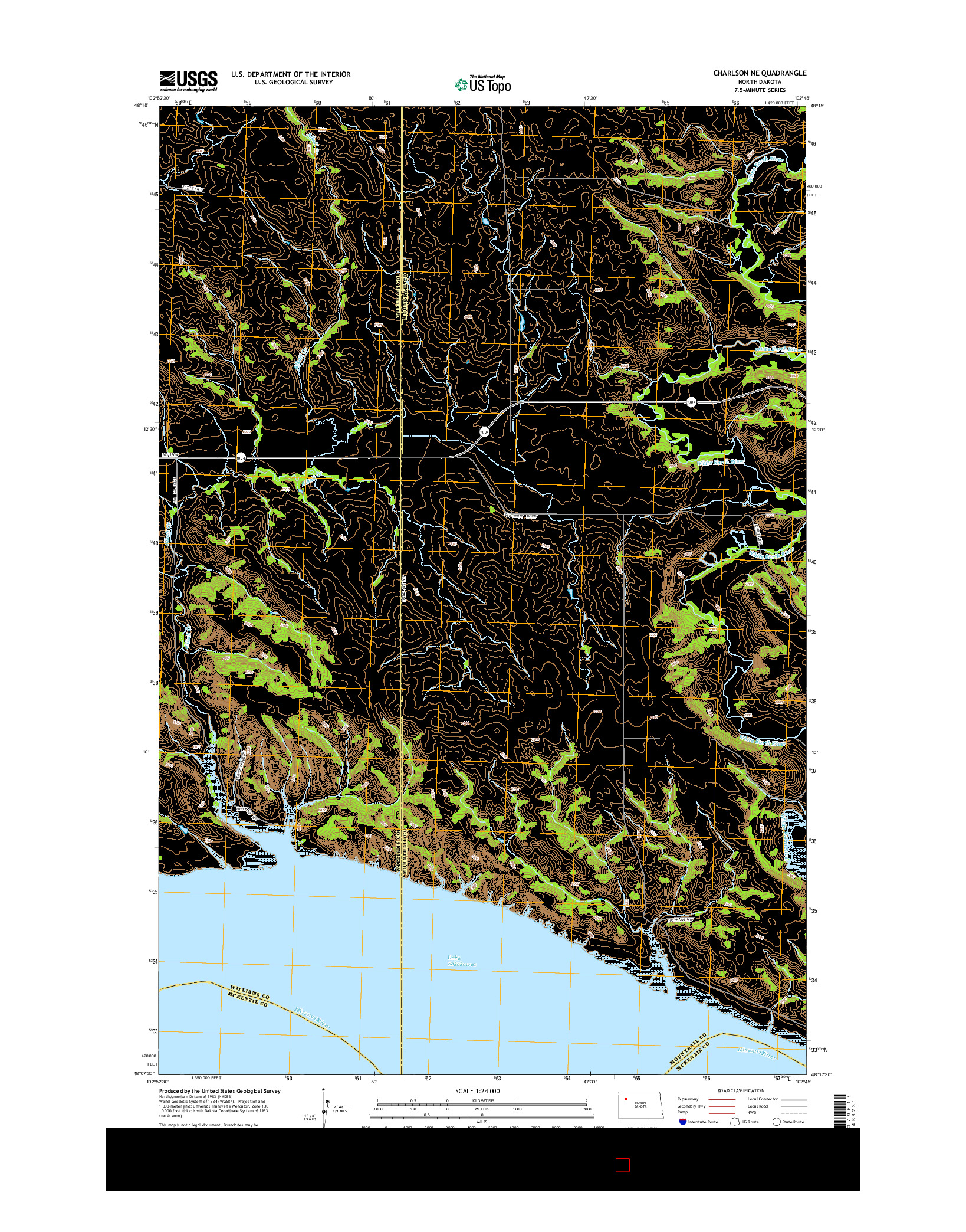 USGS US TOPO 7.5-MINUTE MAP FOR CHARLSON NE, ND 2014