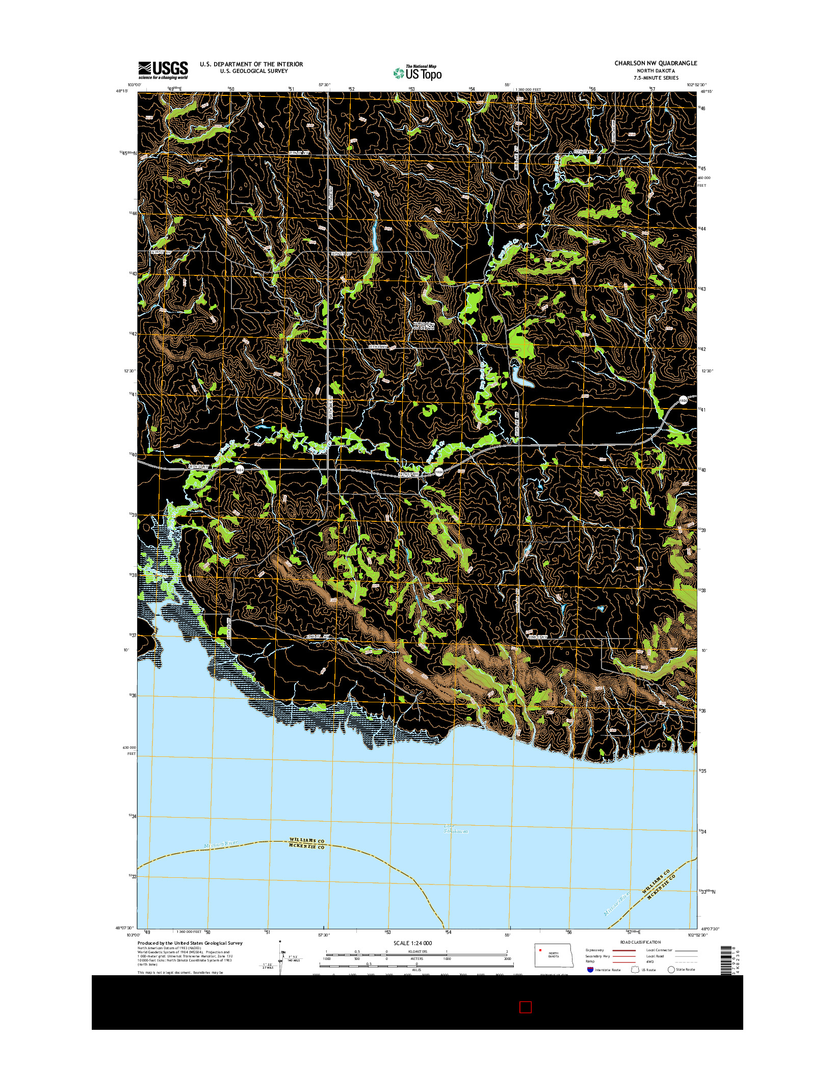 USGS US TOPO 7.5-MINUTE MAP FOR CHARLSON NW, ND 2014