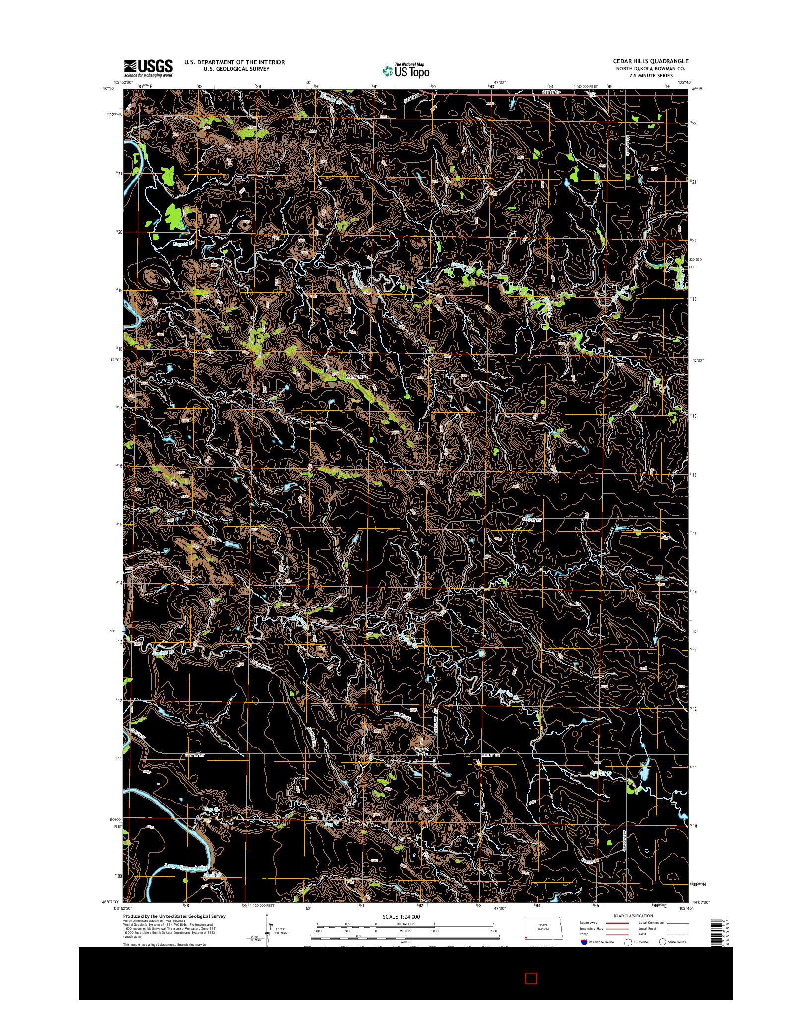 USGS US TOPO 7.5-MINUTE MAP FOR CEDAR HILLS, ND 2014