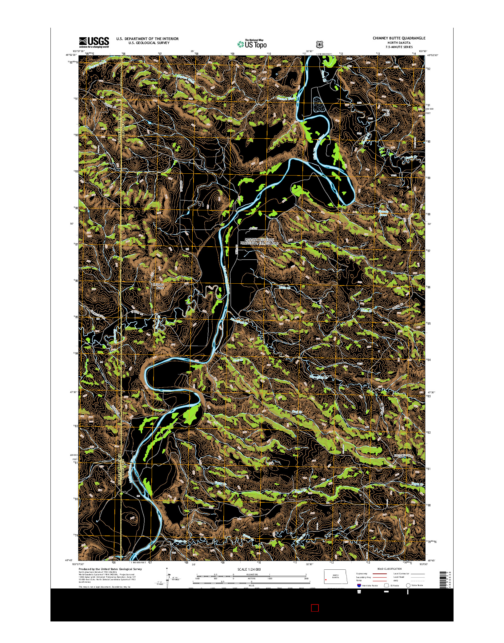 USGS US TOPO 7.5-MINUTE MAP FOR CHIMNEY BUTTE, ND 2014