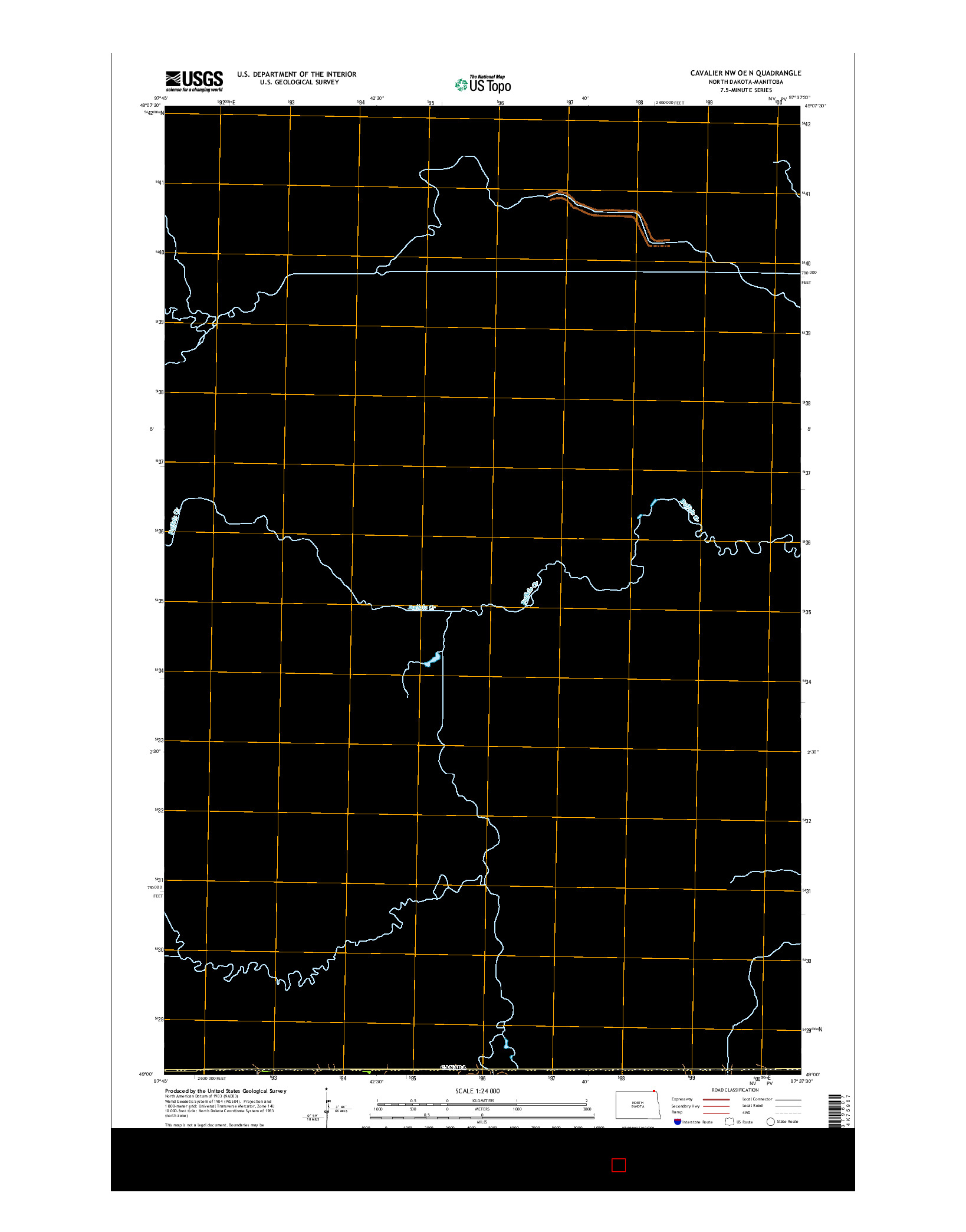 USGS US TOPO 7.5-MINUTE MAP FOR CAVALIER NW OE N, ND-MB 2014
