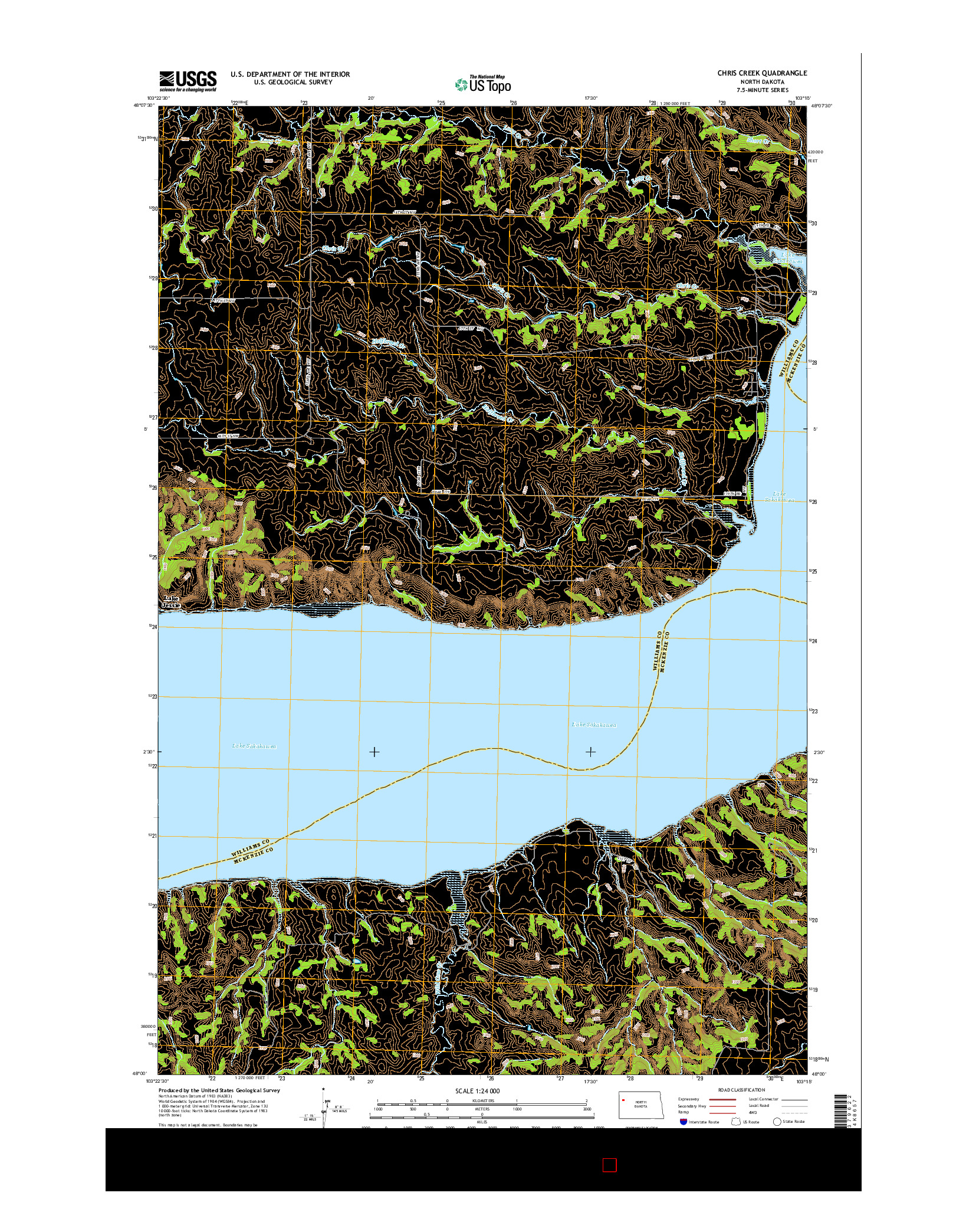 USGS US TOPO 7.5-MINUTE MAP FOR CHRIS CREEK, ND 2014