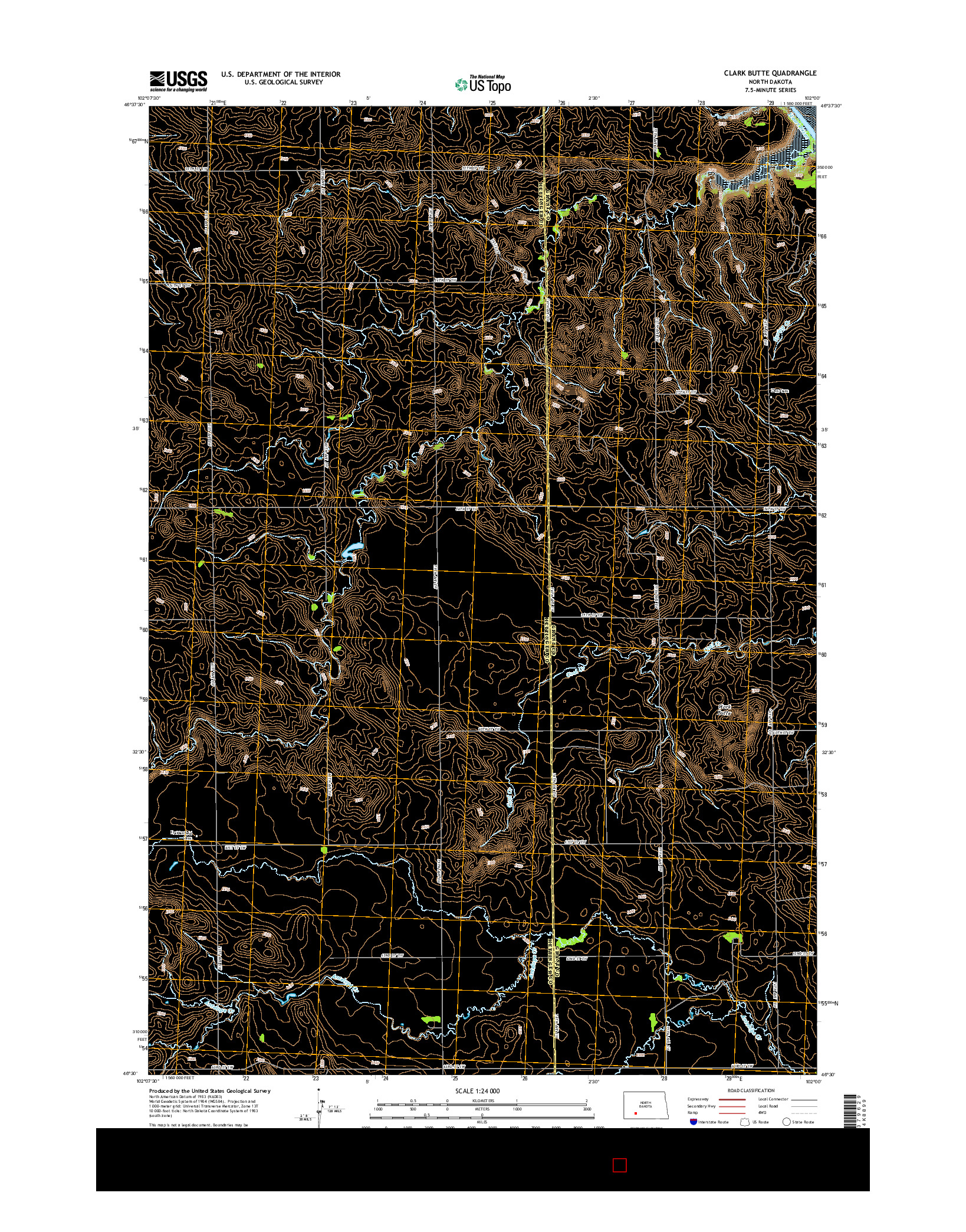 USGS US TOPO 7.5-MINUTE MAP FOR CLARK BUTTE, ND 2014