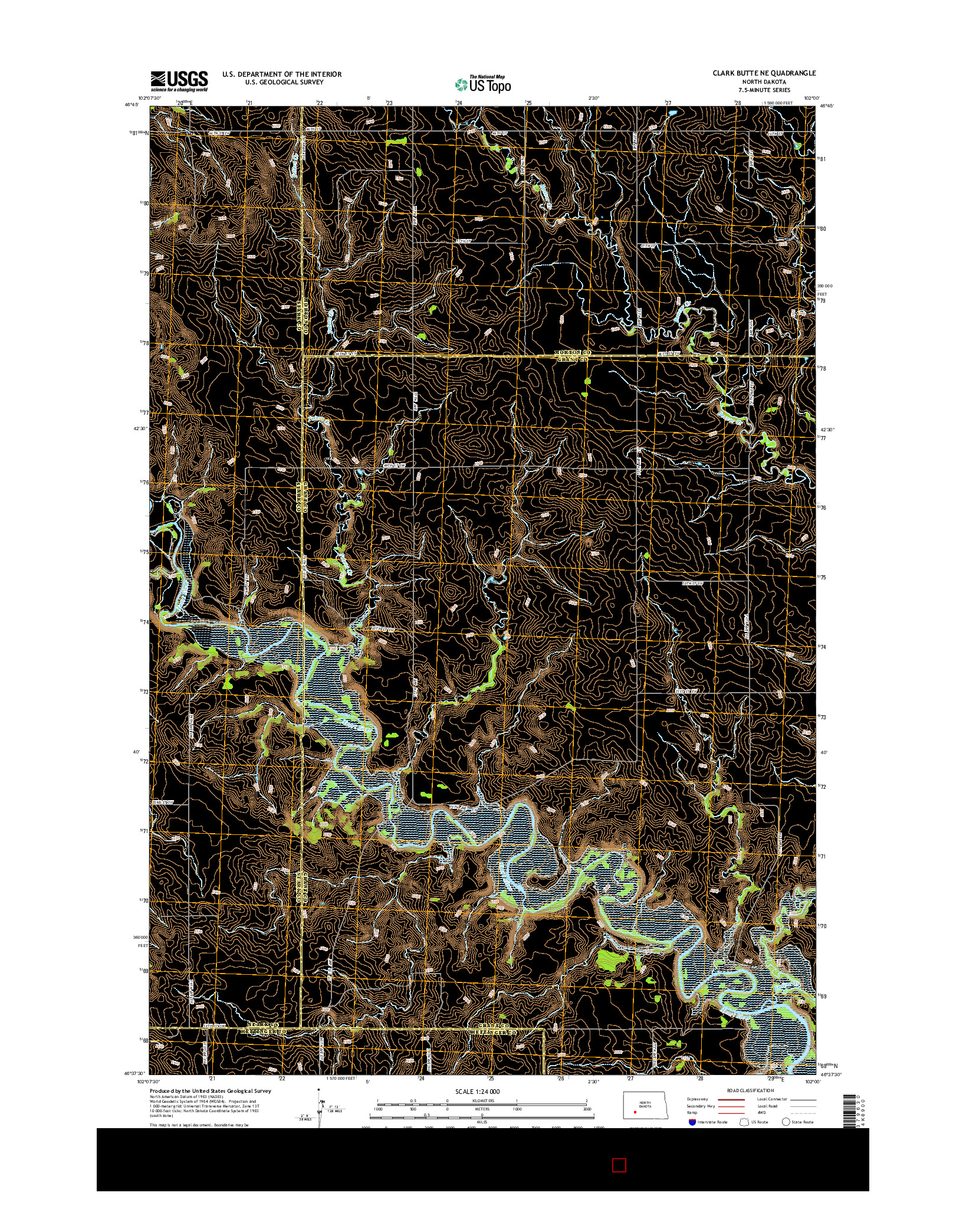 USGS US TOPO 7.5-MINUTE MAP FOR CLARK BUTTE NE, ND 2014