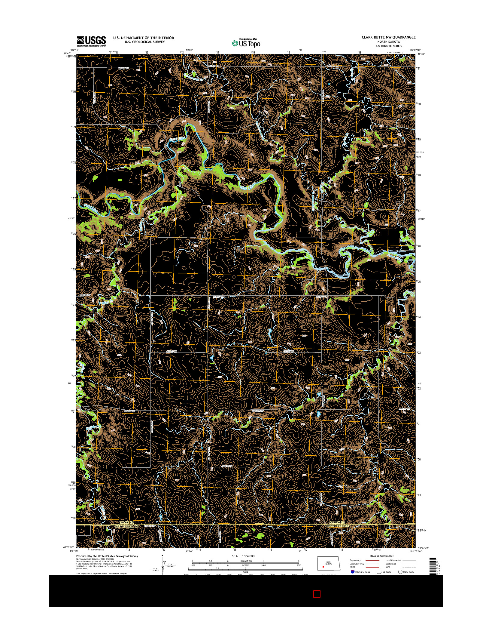 USGS US TOPO 7.5-MINUTE MAP FOR CLARK BUTTE NW, ND 2014