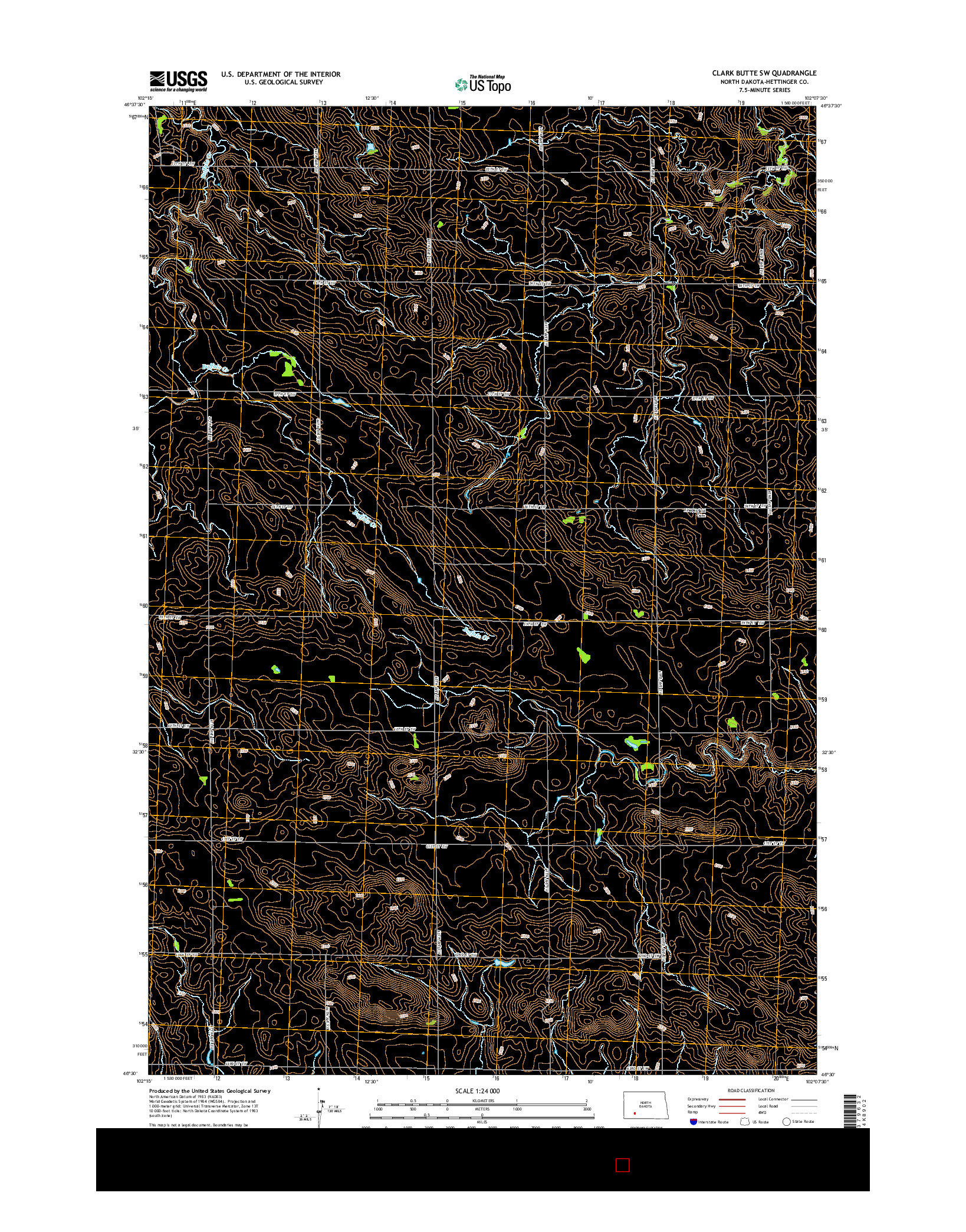USGS US TOPO 7.5-MINUTE MAP FOR CLARK BUTTE SW, ND 2014