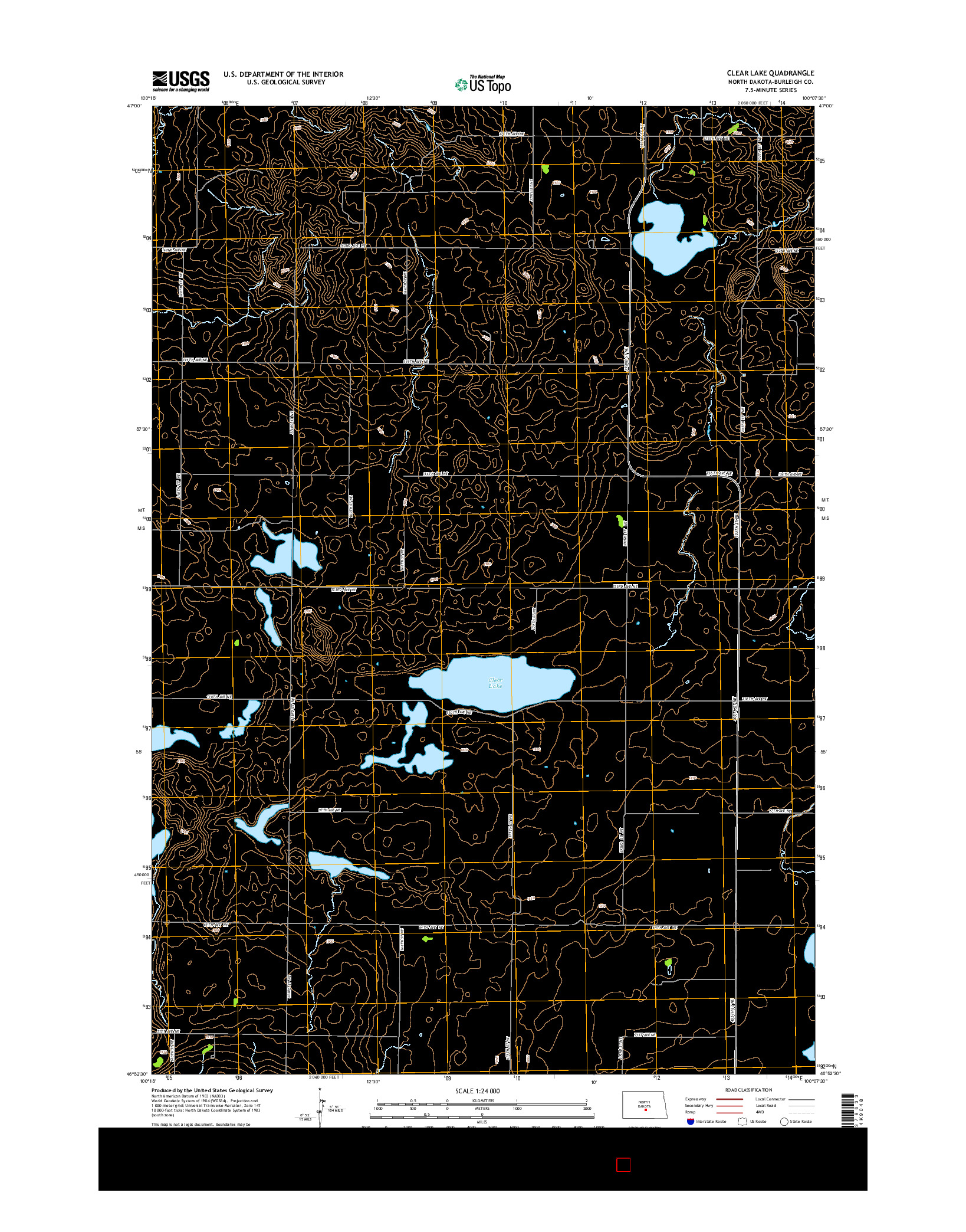 USGS US TOPO 7.5-MINUTE MAP FOR CLEAR LAKE, ND 2014