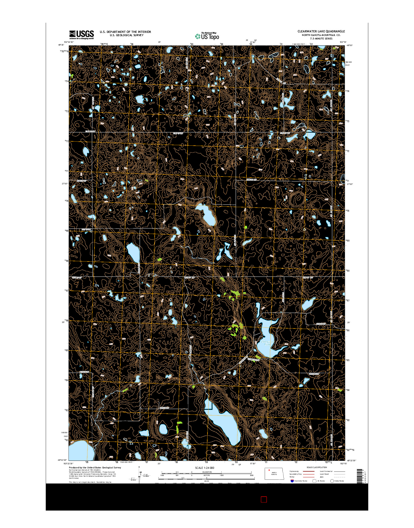 USGS US TOPO 7.5-MINUTE MAP FOR CLEARWATER LAKE, ND 2014