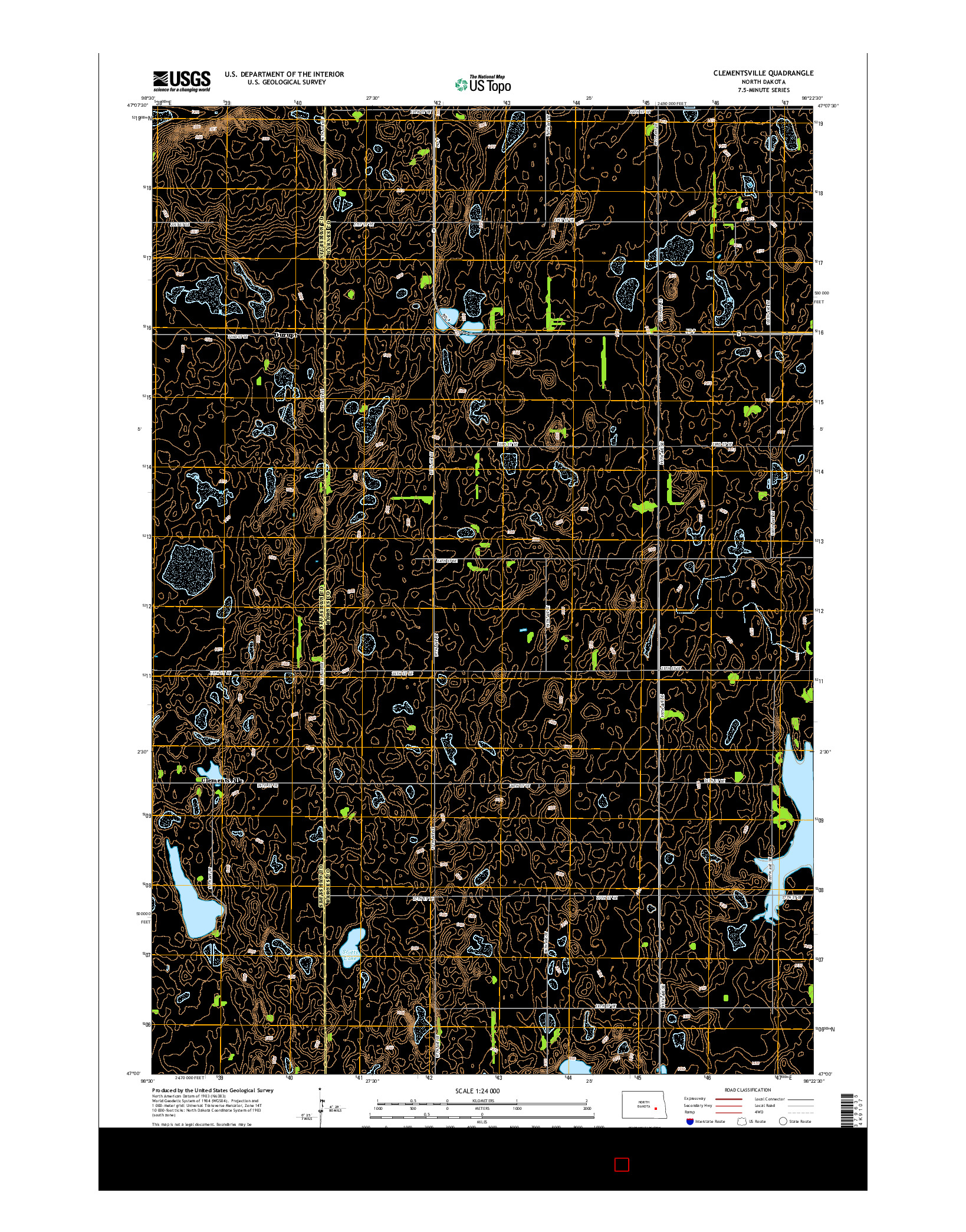 USGS US TOPO 7.5-MINUTE MAP FOR CLEMENTSVILLE, ND 2014