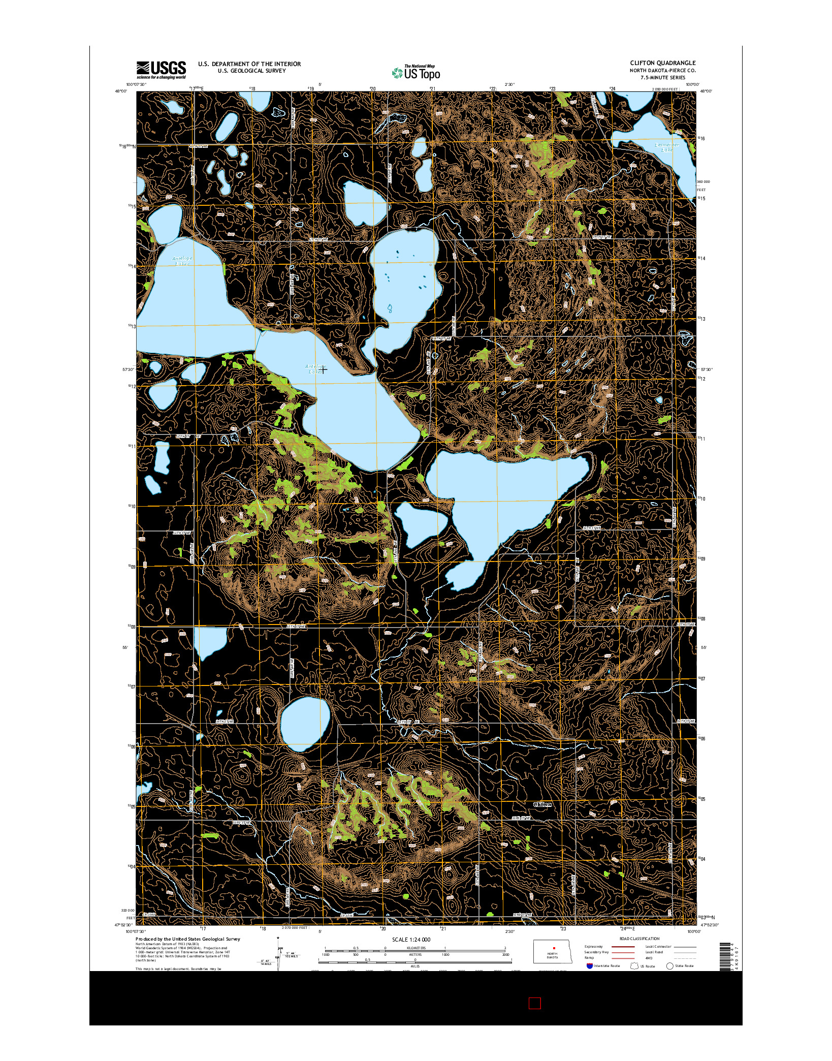 USGS US TOPO 7.5-MINUTE MAP FOR CLIFTON, ND 2014