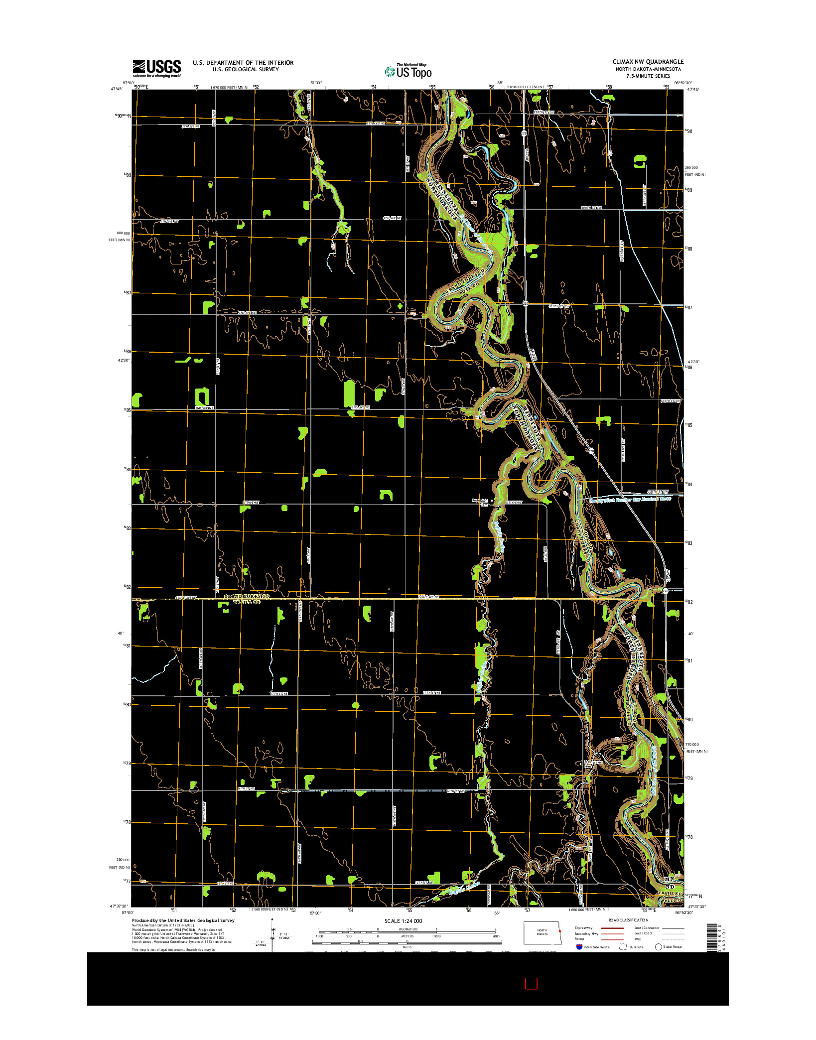 USGS US TOPO 7.5-MINUTE MAP FOR CLIMAX NW, ND-MN 2014