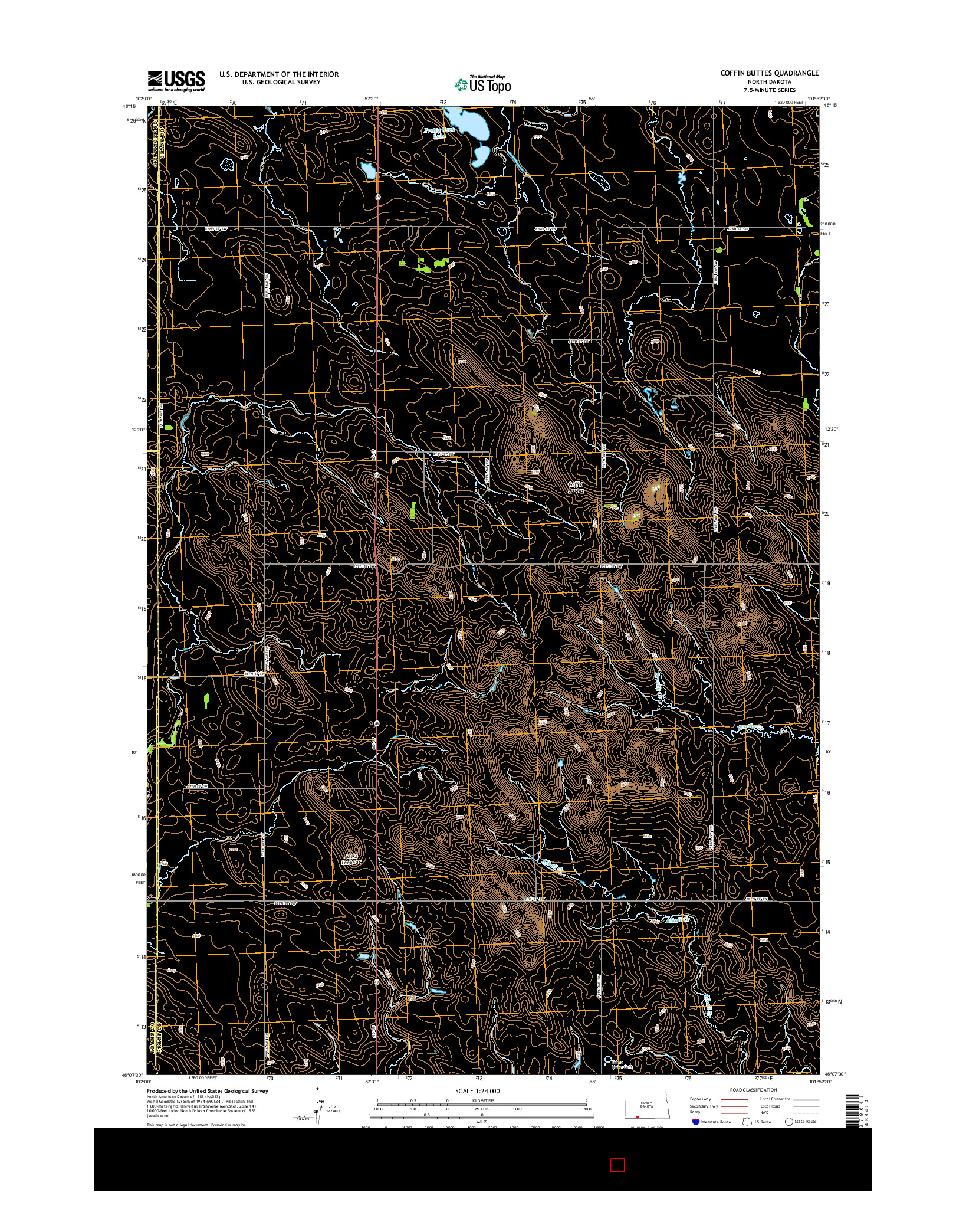 USGS US TOPO 7.5-MINUTE MAP FOR COFFIN BUTTES, ND 2014