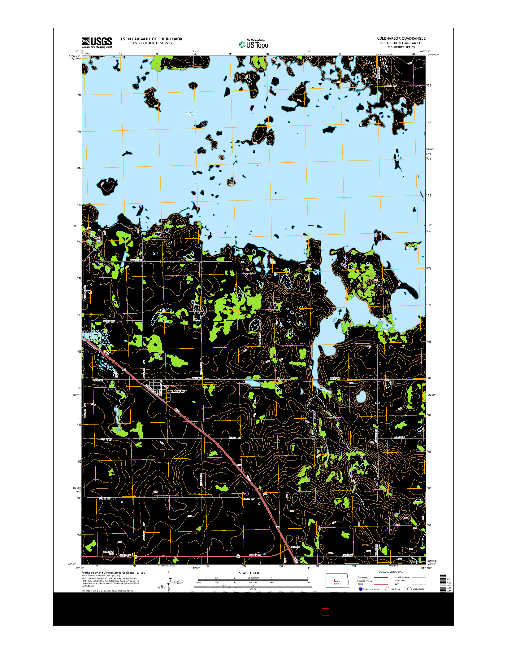 USGS US TOPO 7.5-MINUTE MAP FOR COLEHARBOR, ND 2014