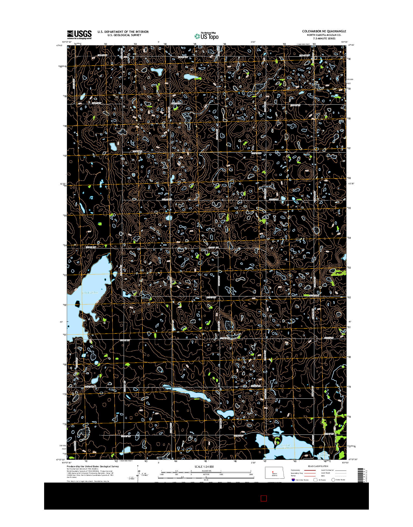 USGS US TOPO 7.5-MINUTE MAP FOR COLEHARBOR NE, ND 2014