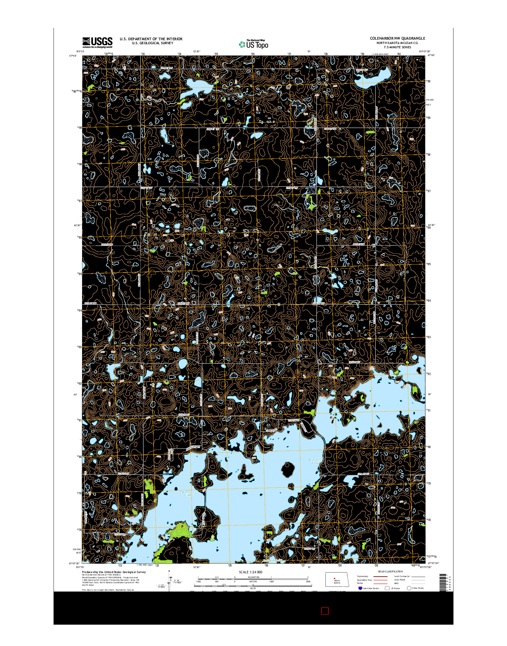 USGS US TOPO 7.5-MINUTE MAP FOR COLEHARBOR NW, ND 2014