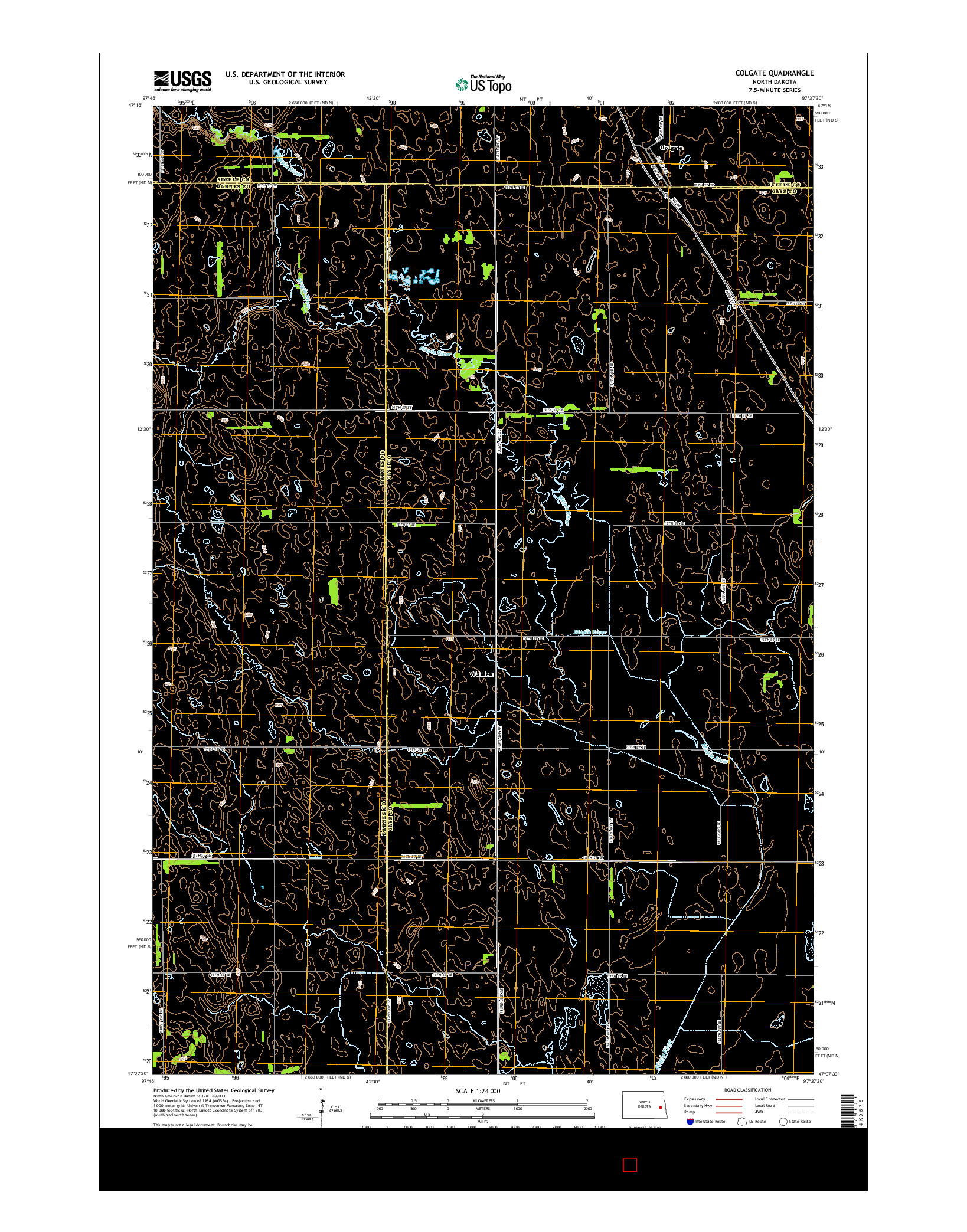 USGS US TOPO 7.5-MINUTE MAP FOR COLGATE, ND 2014