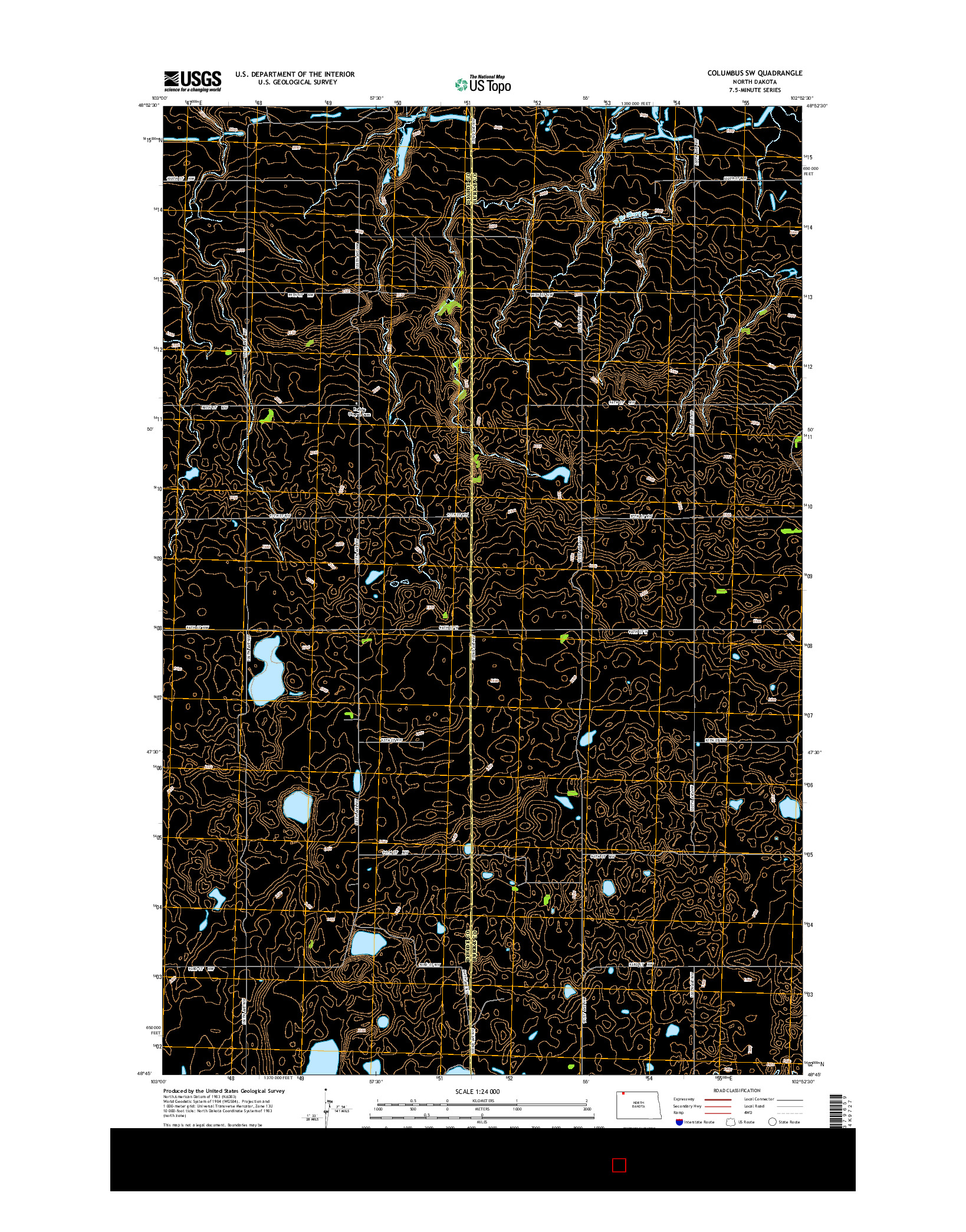 USGS US TOPO 7.5-MINUTE MAP FOR COLUMBUS SW, ND 2014