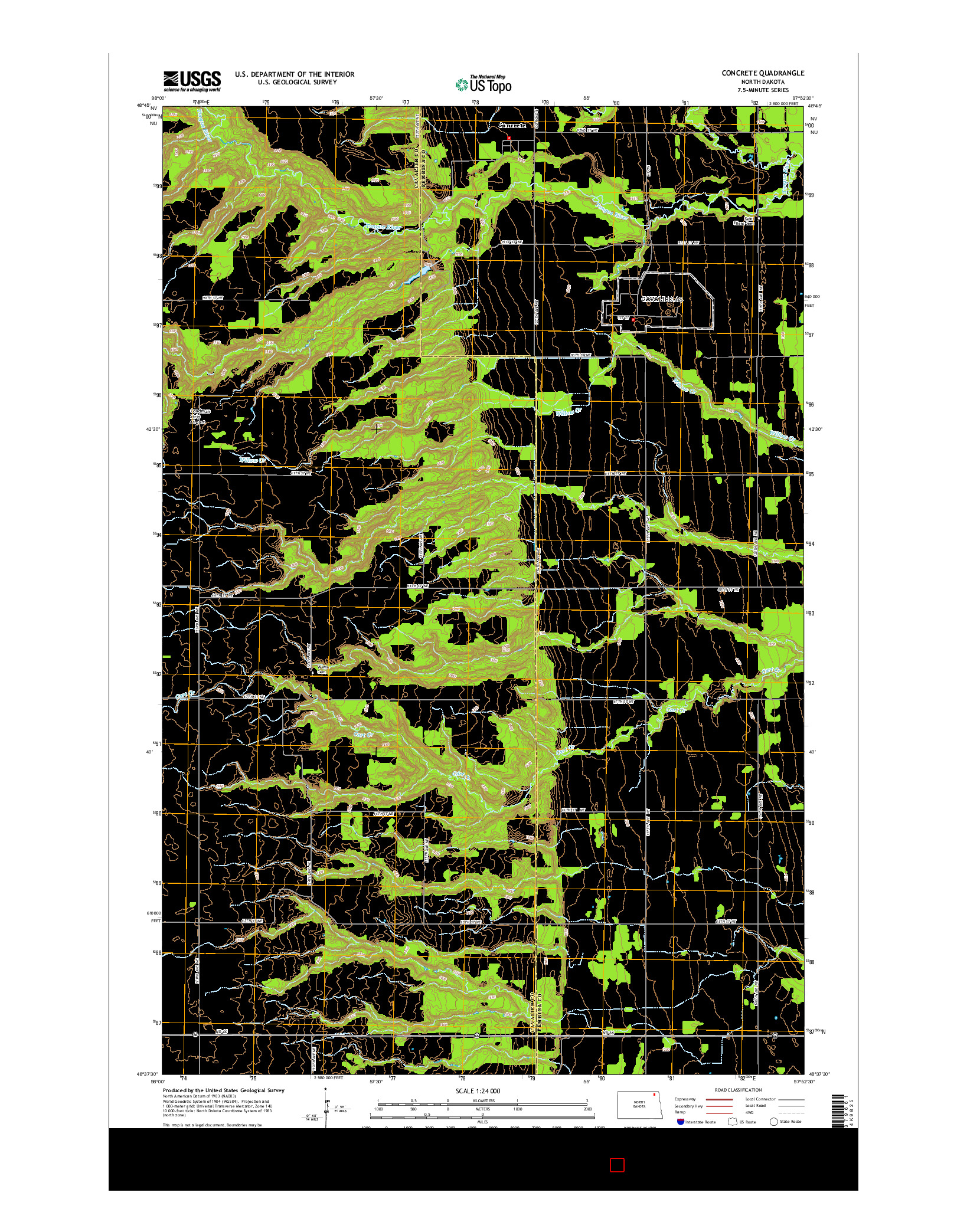 USGS US TOPO 7.5-MINUTE MAP FOR CONCRETE, ND 2014