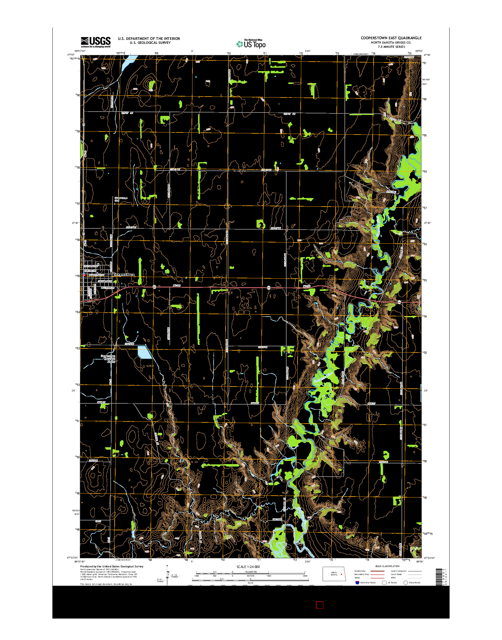 USGS US TOPO 7.5-MINUTE MAP FOR COOPERSTOWN EAST, ND 2014