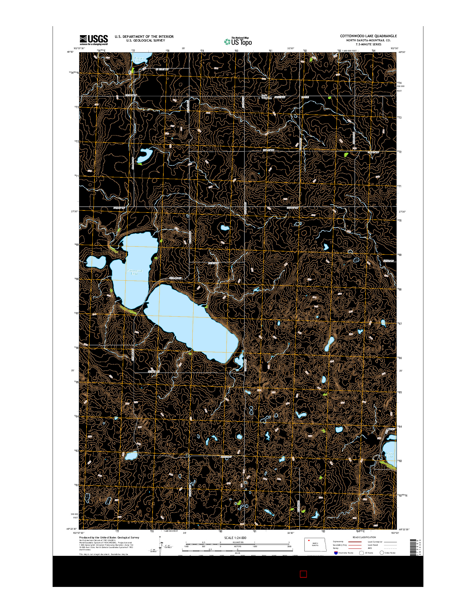 USGS US TOPO 7.5-MINUTE MAP FOR COTTONWOOD LAKE, ND 2014