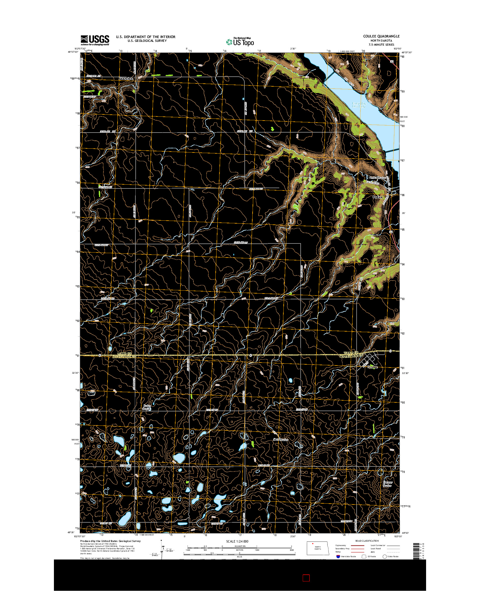 USGS US TOPO 7.5-MINUTE MAP FOR COULEE, ND 2014