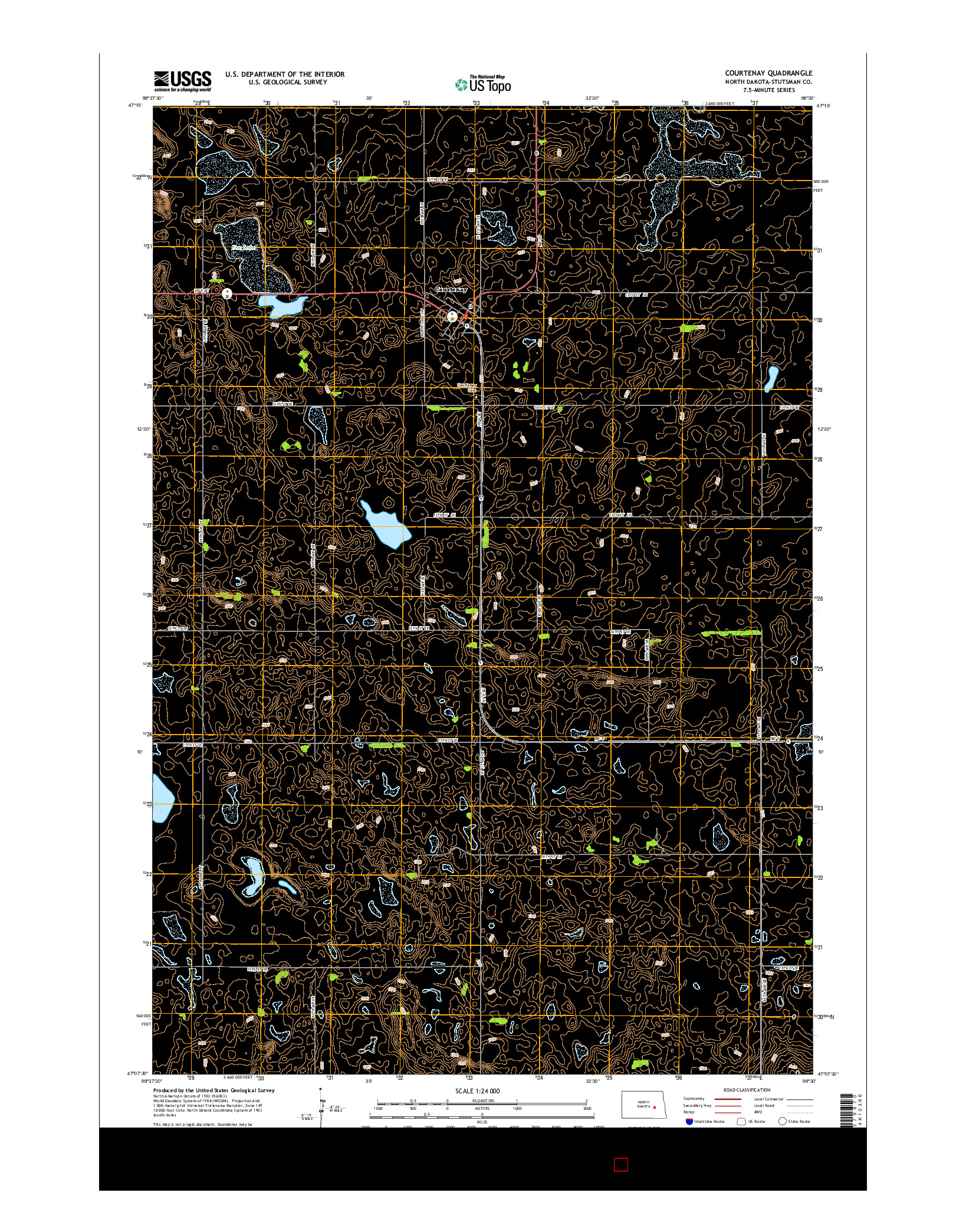 USGS US TOPO 7.5-MINUTE MAP FOR COURTENAY, ND 2014