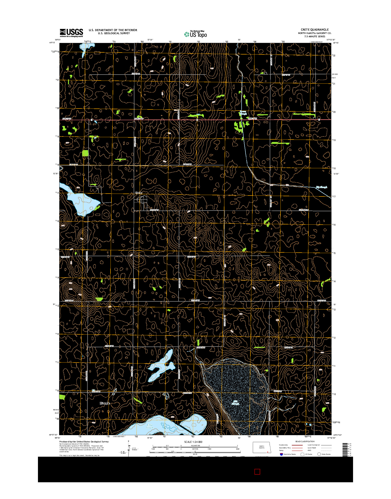 USGS US TOPO 7.5-MINUTE MAP FOR CRETE, ND 2014