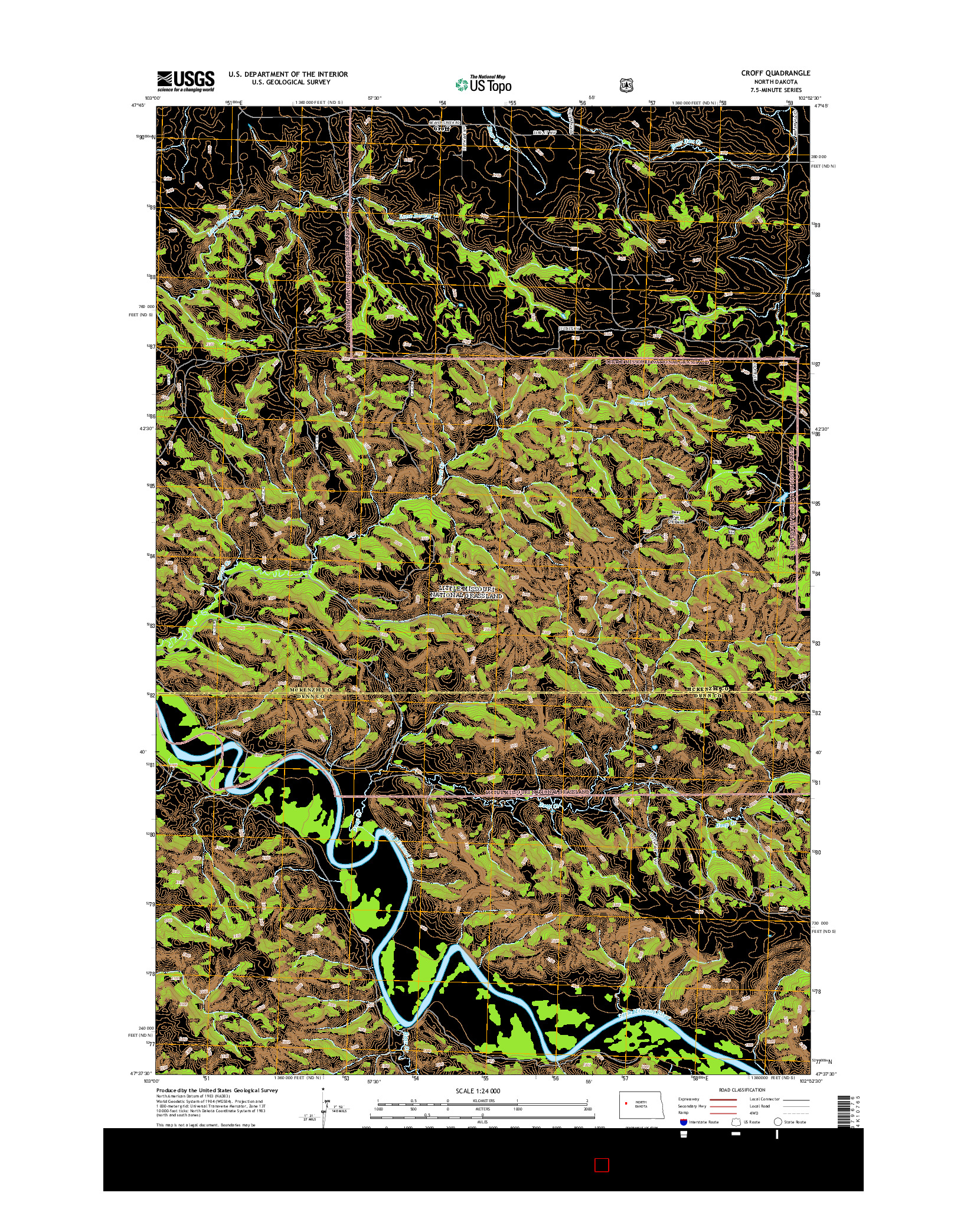 USGS US TOPO 7.5-MINUTE MAP FOR CROFF, ND 2014