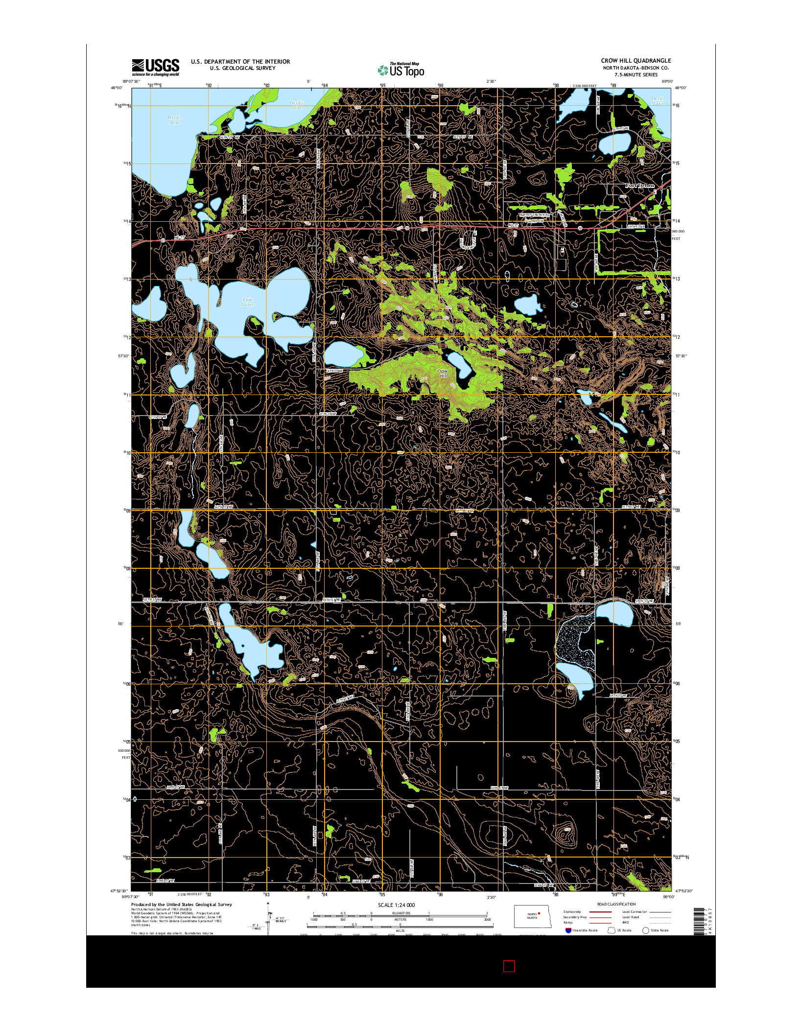 USGS US TOPO 7.5-MINUTE MAP FOR CROW HILL, ND 2014