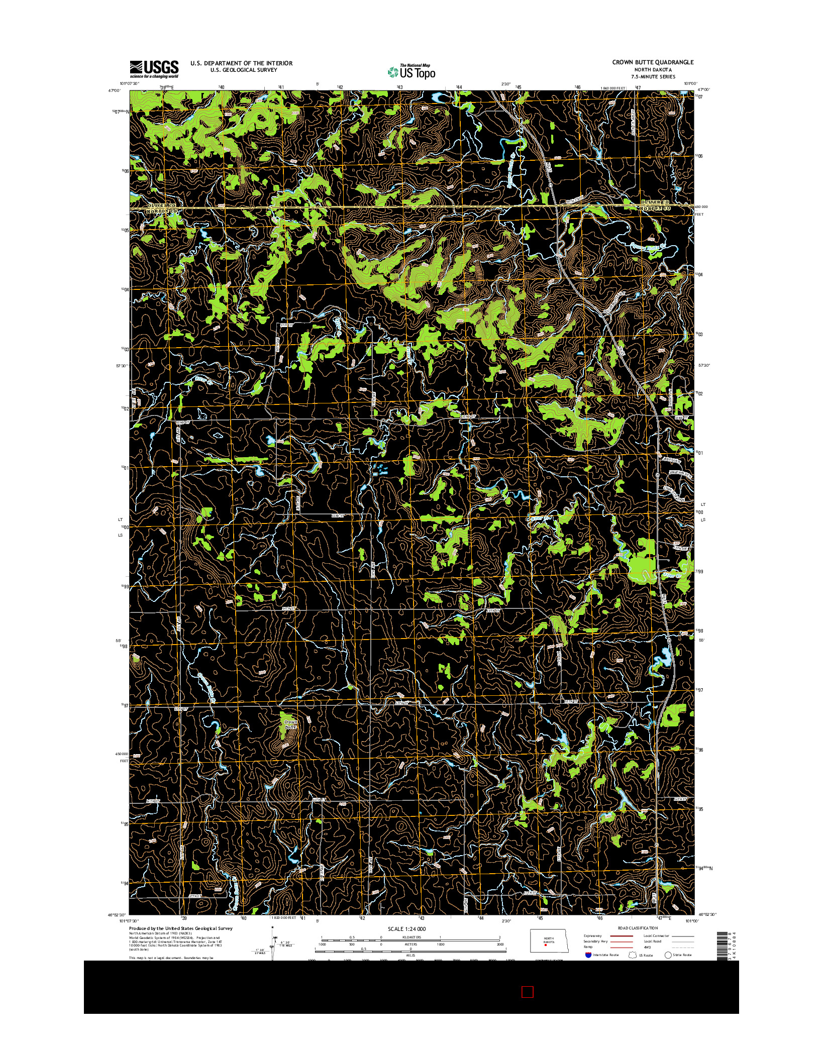 USGS US TOPO 7.5-MINUTE MAP FOR CROWN BUTTE, ND 2014