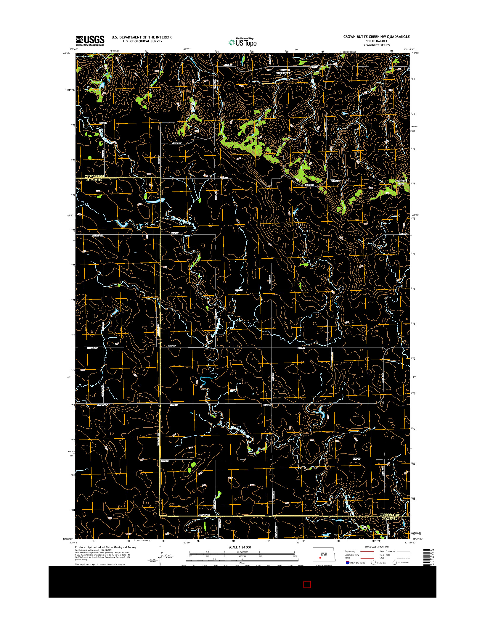 USGS US TOPO 7.5-MINUTE MAP FOR CROWN BUTTE CREEK NW, ND 2014