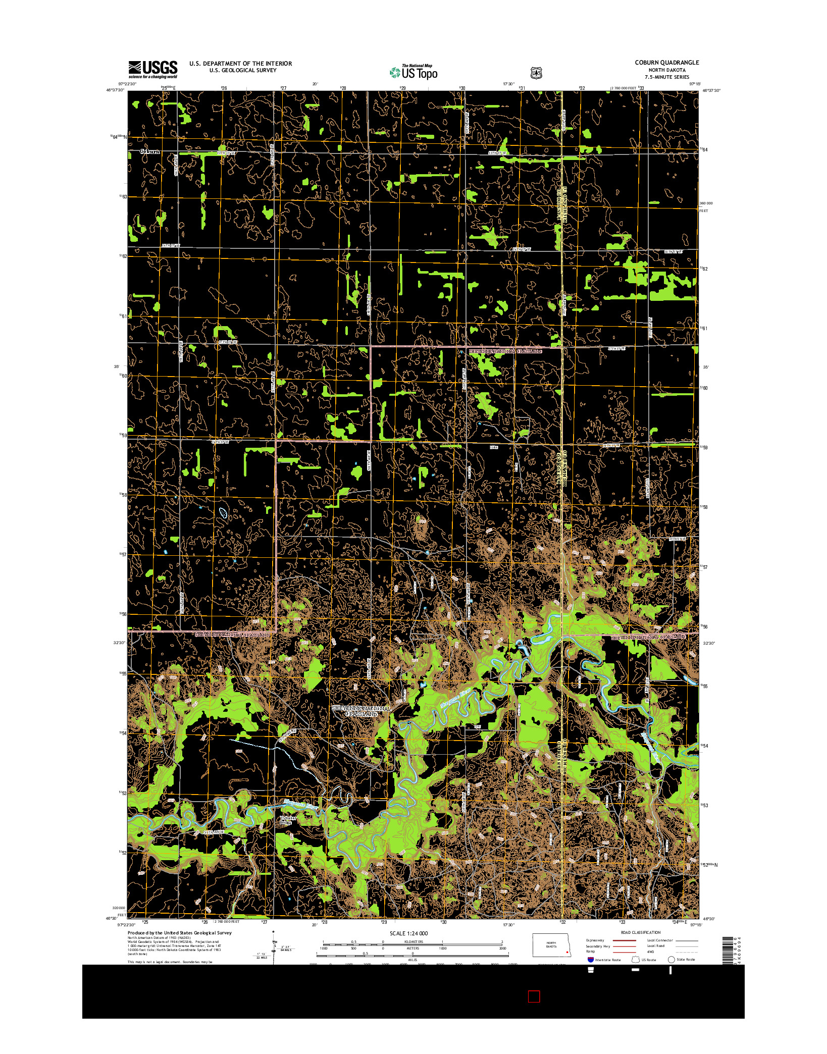 USGS US TOPO 7.5-MINUTE MAP FOR COBURN, ND 2014