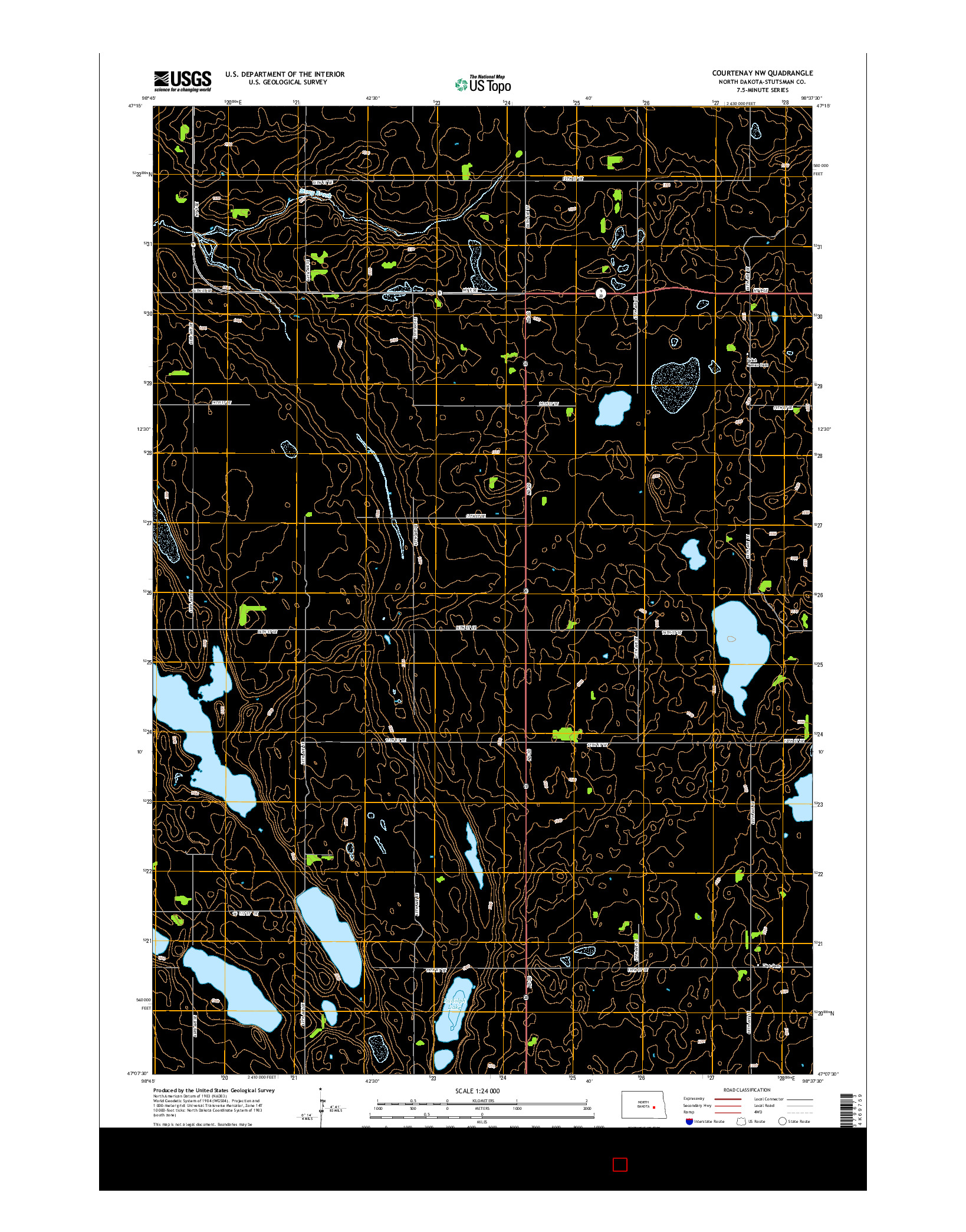 USGS US TOPO 7.5-MINUTE MAP FOR COURTENAY NW, ND 2014