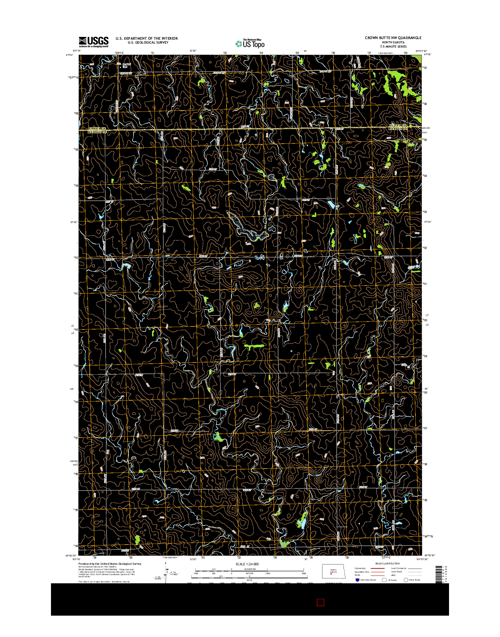 USGS US TOPO 7.5-MINUTE MAP FOR CROWN BUTTE NW, ND 2014